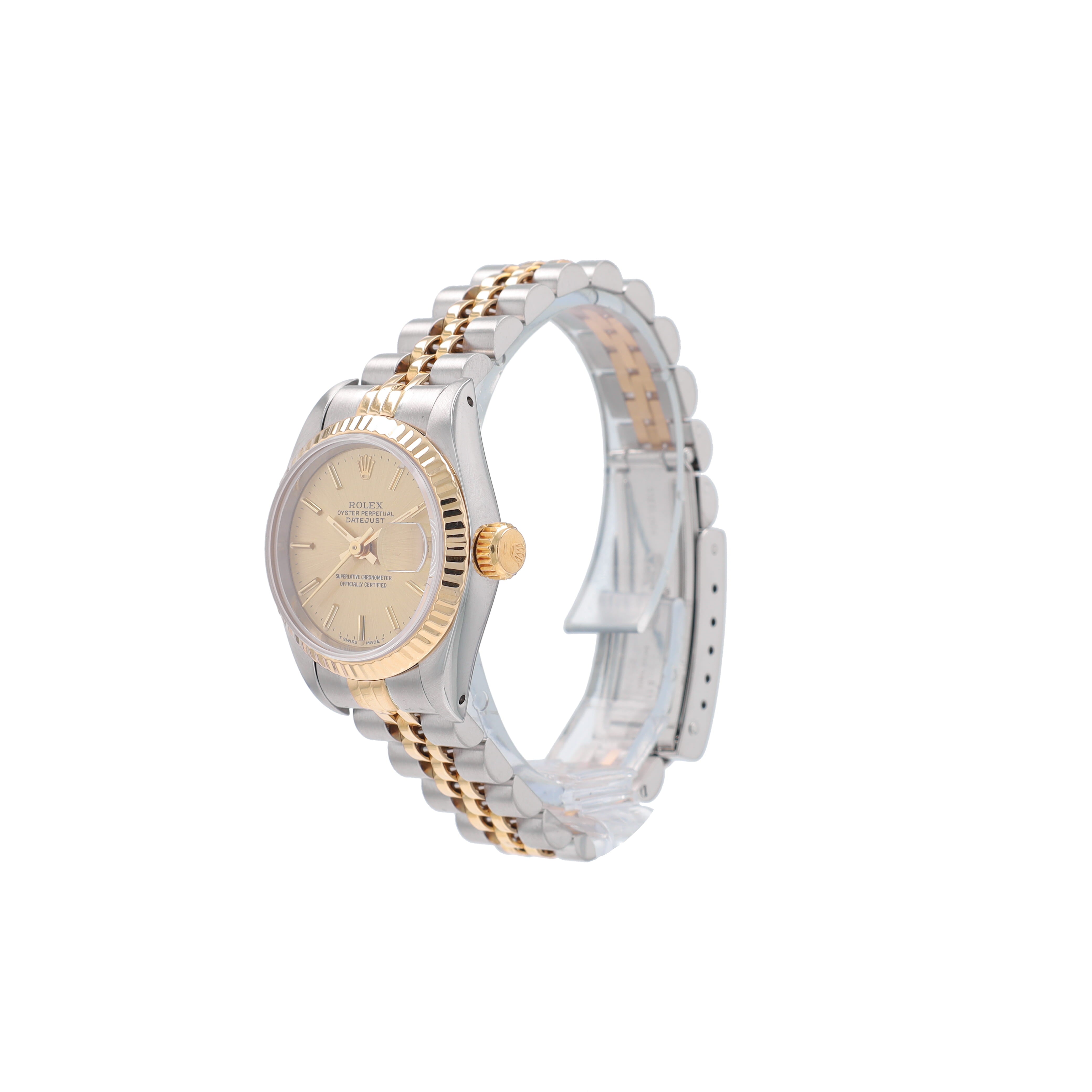 Rolex Datejust 69173 26mm Champagne Index Dial Fluted Bezel Jubilee Band - Luxuriant Concierge