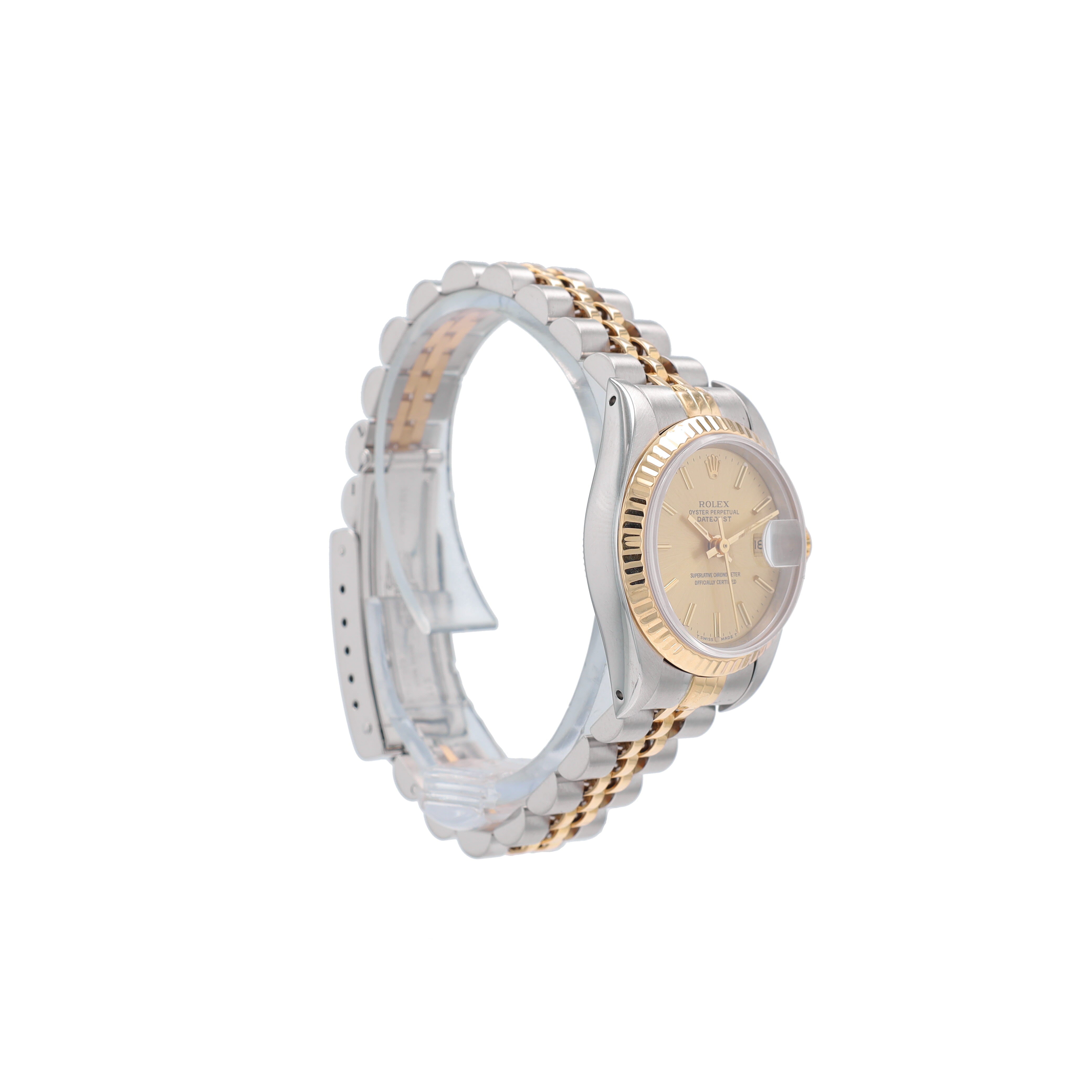 Rolex Datejust 69173 26mm Champagne Index Dial Fluted Bezel Jubilee Band - Luxuriant Concierge