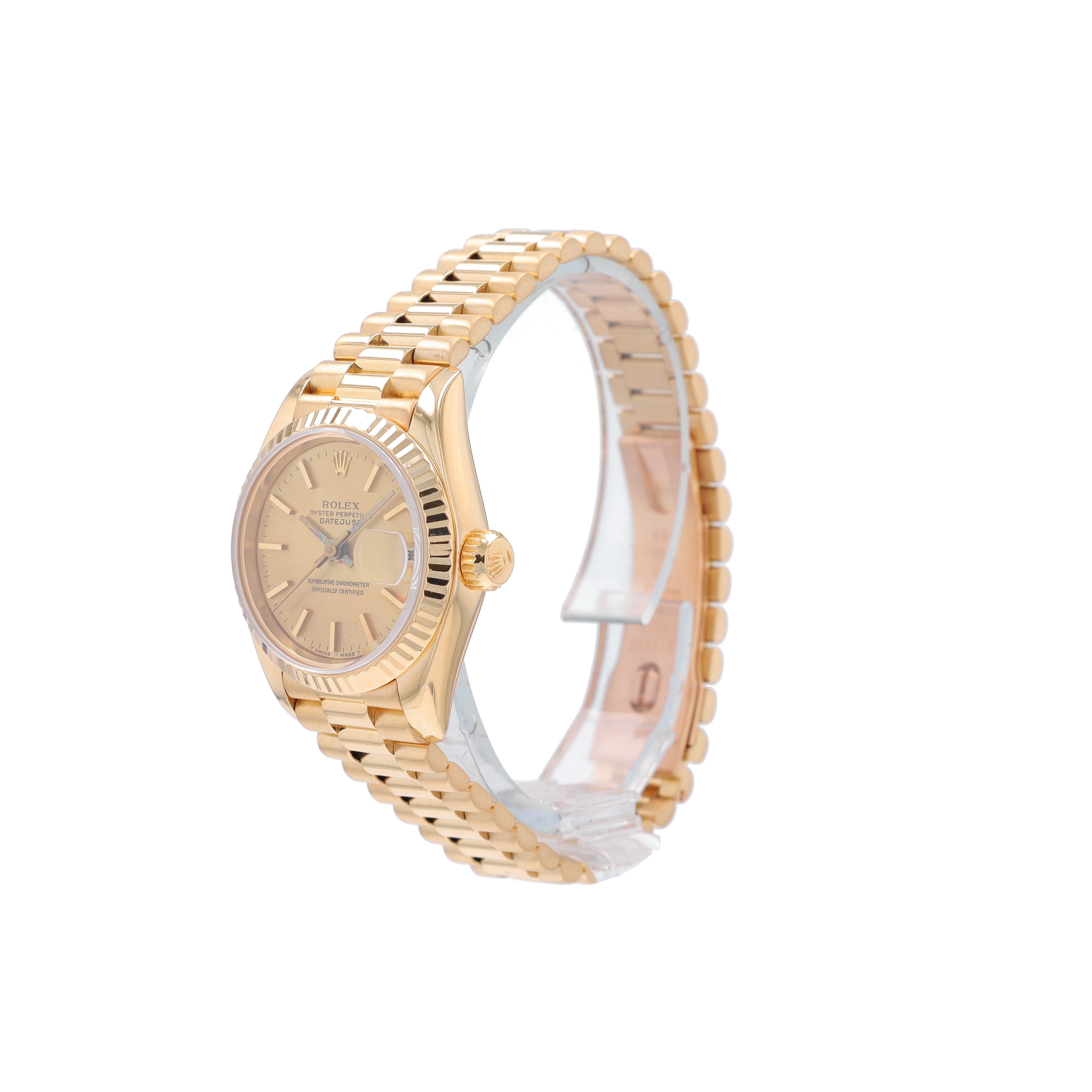Rolex Datejust 69178 26mm Champagne Index Dial Fluted Bezel President Band - Luxuriant Concierge