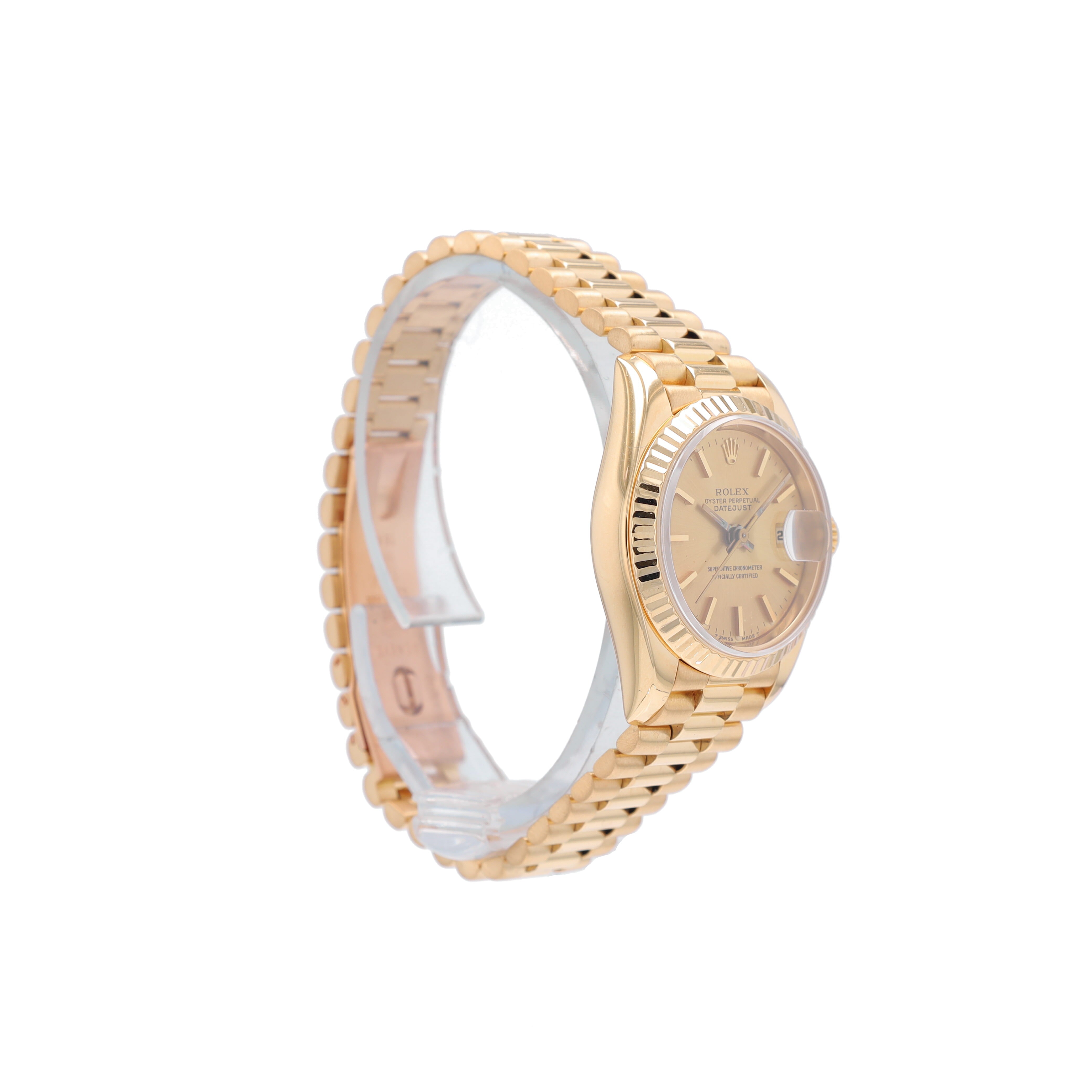 Rolex Datejust 69178 26mm Champagne Index Dial Fluted Bezel President Band - Luxuriant Concierge