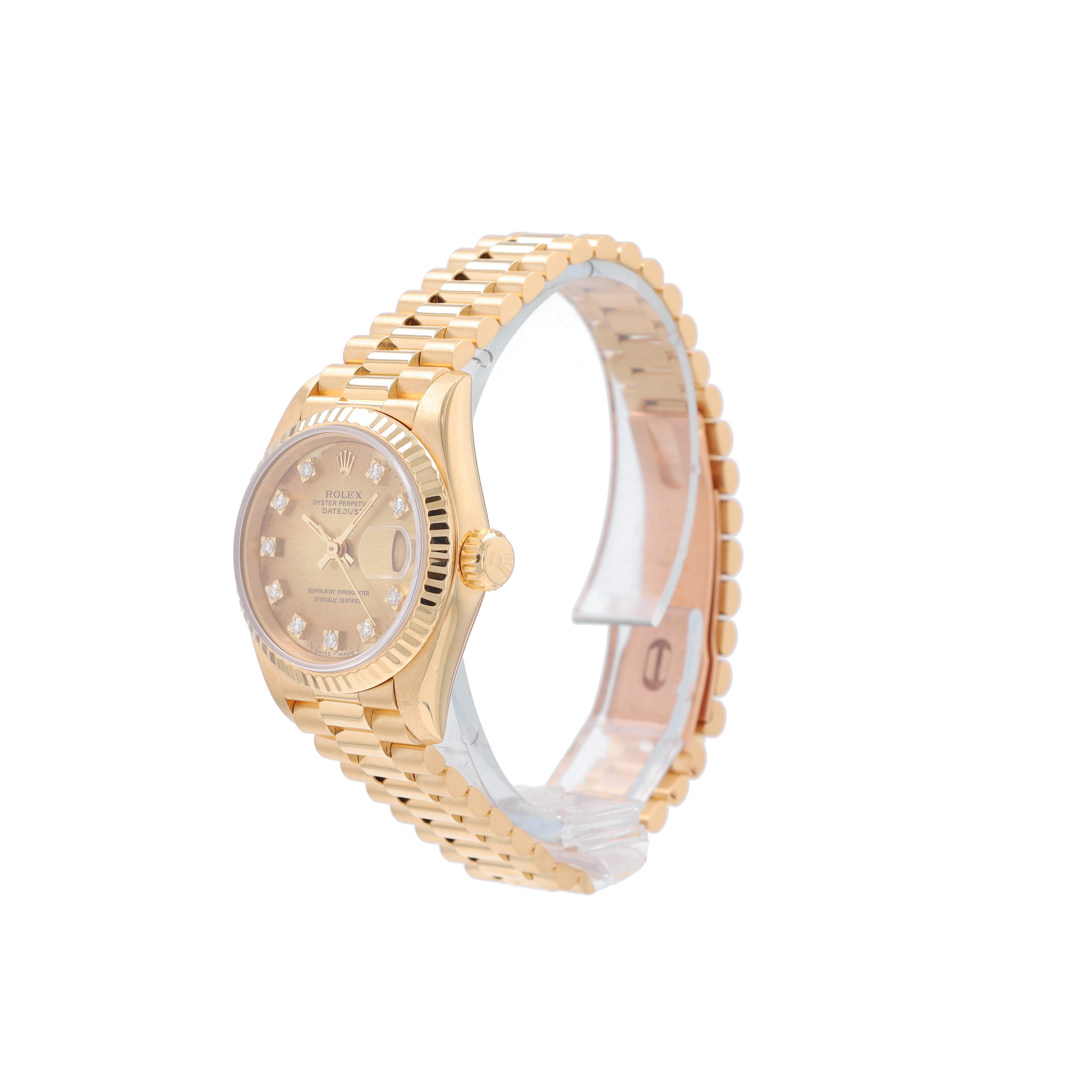 Rolex Datejust 69178 26mm Champagne Diamond Dial Fluted Bezel President Band - Luxuriant Concierge