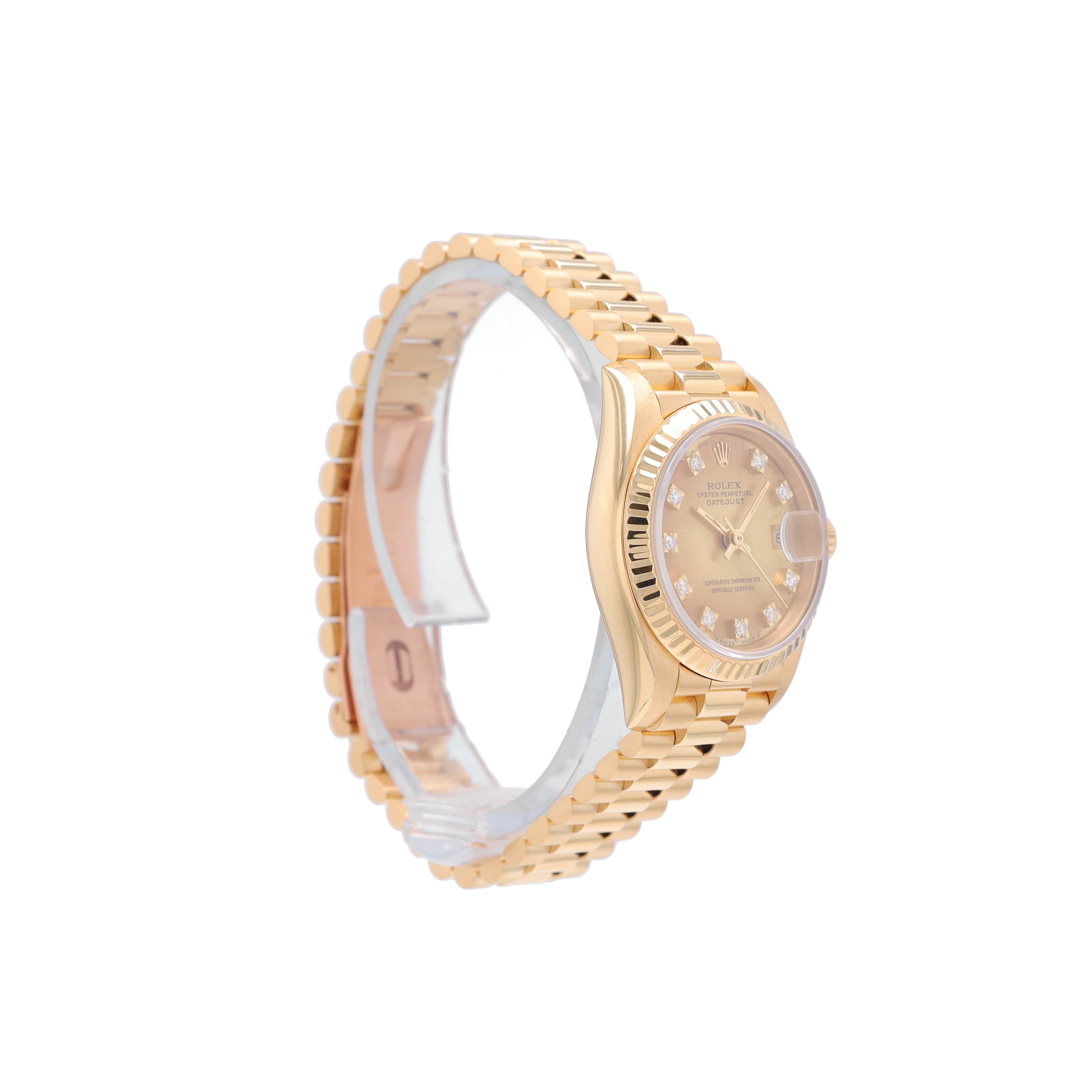 Rolex Datejust 69178 26mm Champagne Diamond Dial Fluted Bezel President Band - Luxuriant Concierge