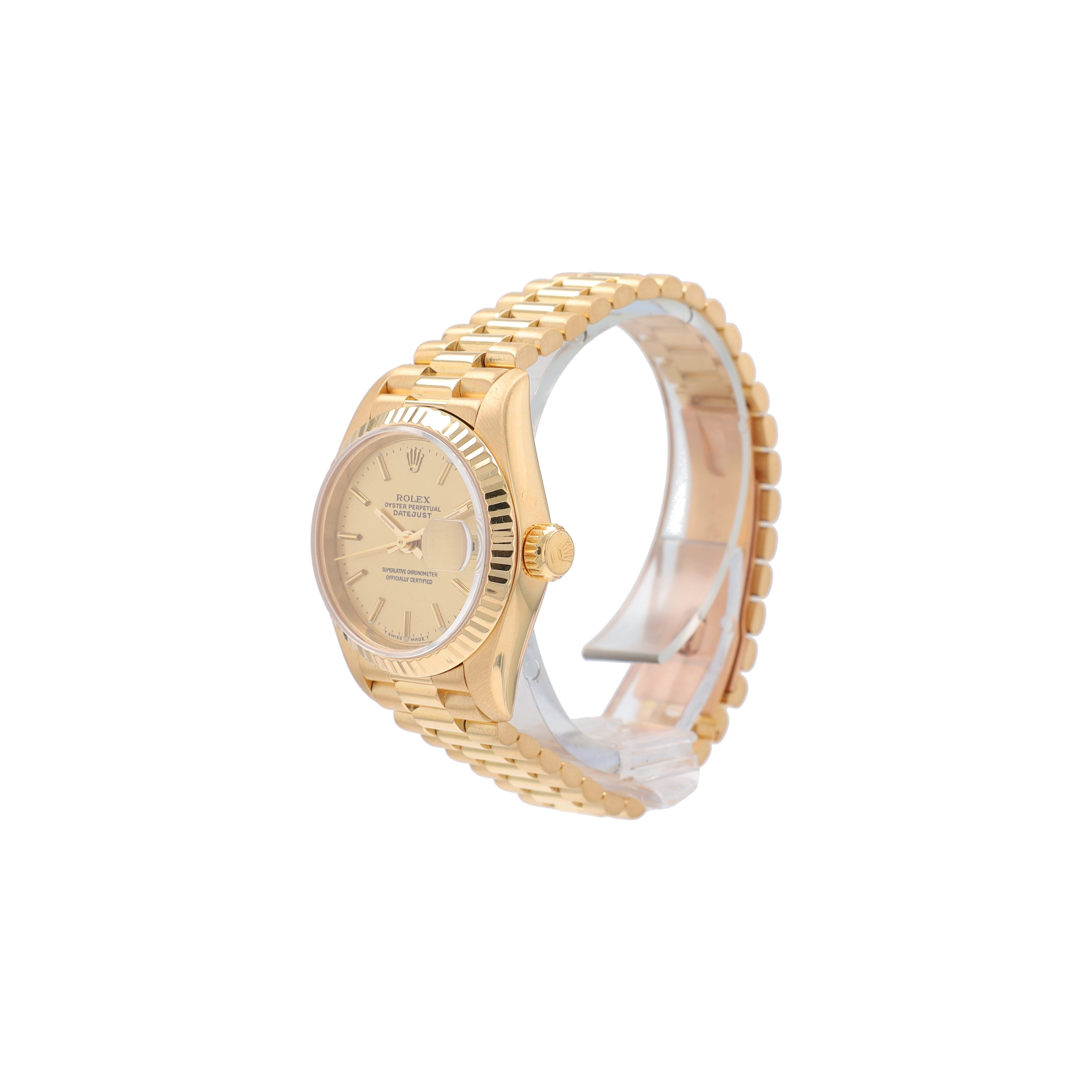 Rolex Datejust 69178 26mm Champagne Index Dial Fluted Bezel President Band - Luxuriant Concierge