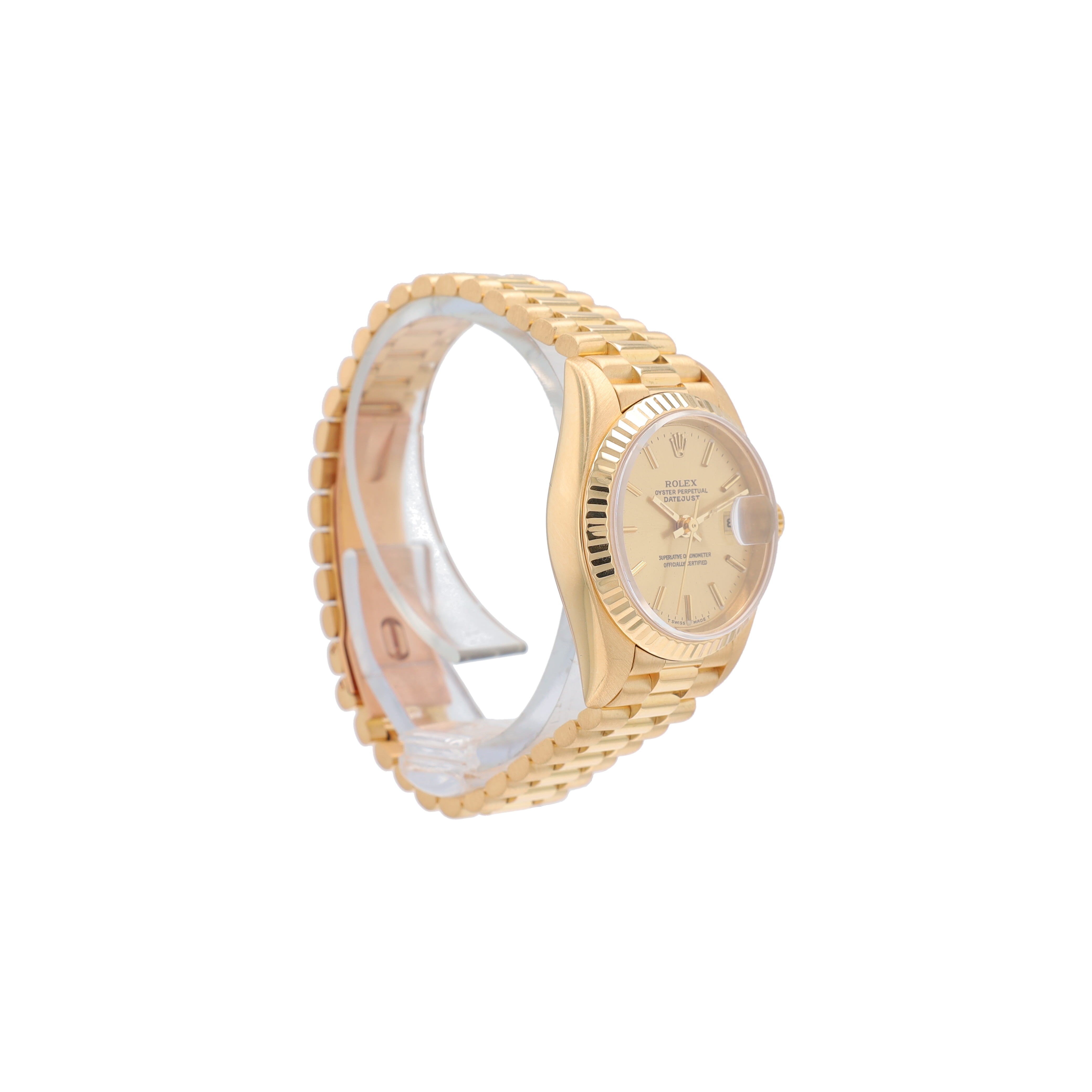 Rolex Datejust 69178 26mm Champagne Index Dial Fluted Bezel President Band - Luxuriant Concierge