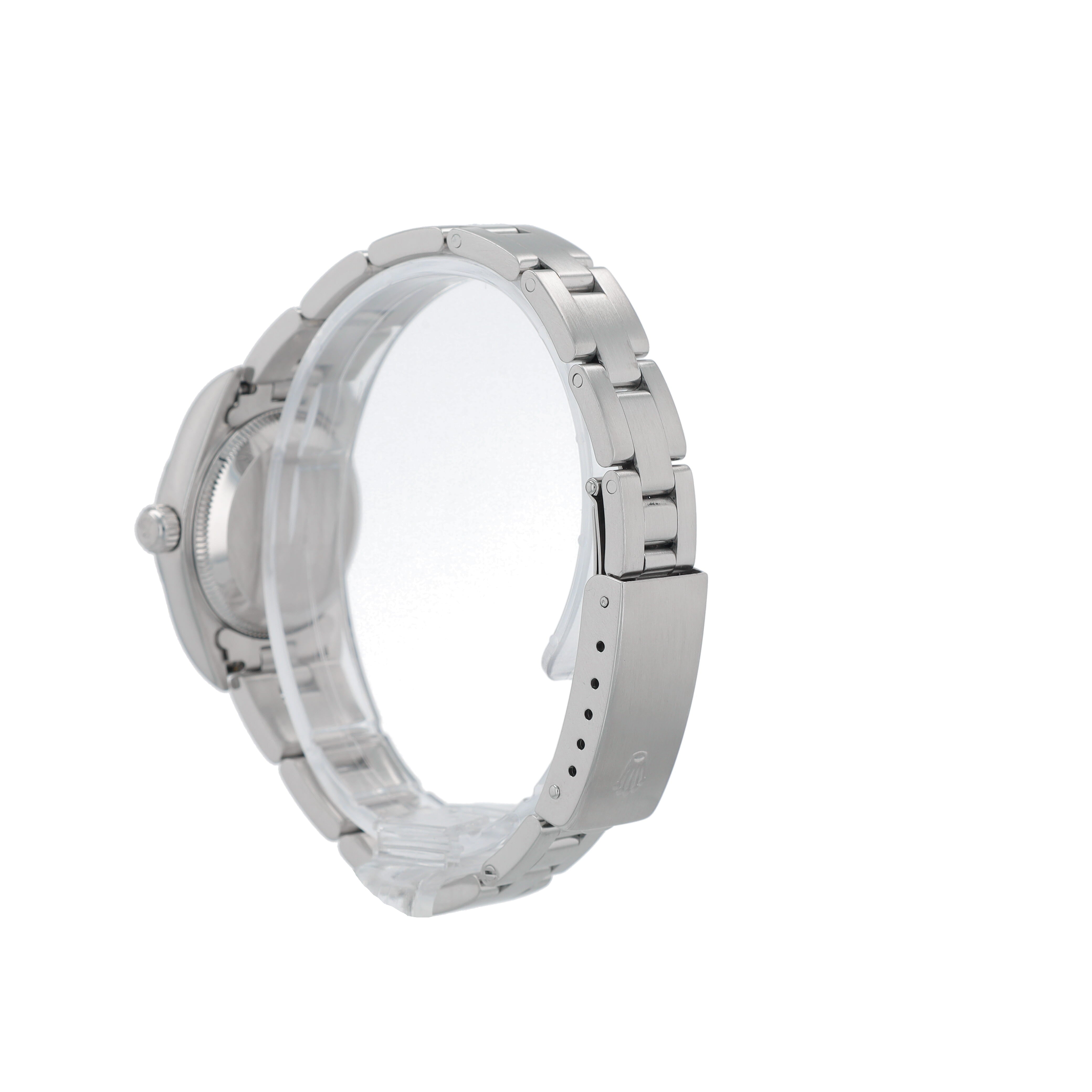 Rolex Oyster Perpetual 76030 26mm Silver Index Dial Engine Turned Bezel Oyster Band
