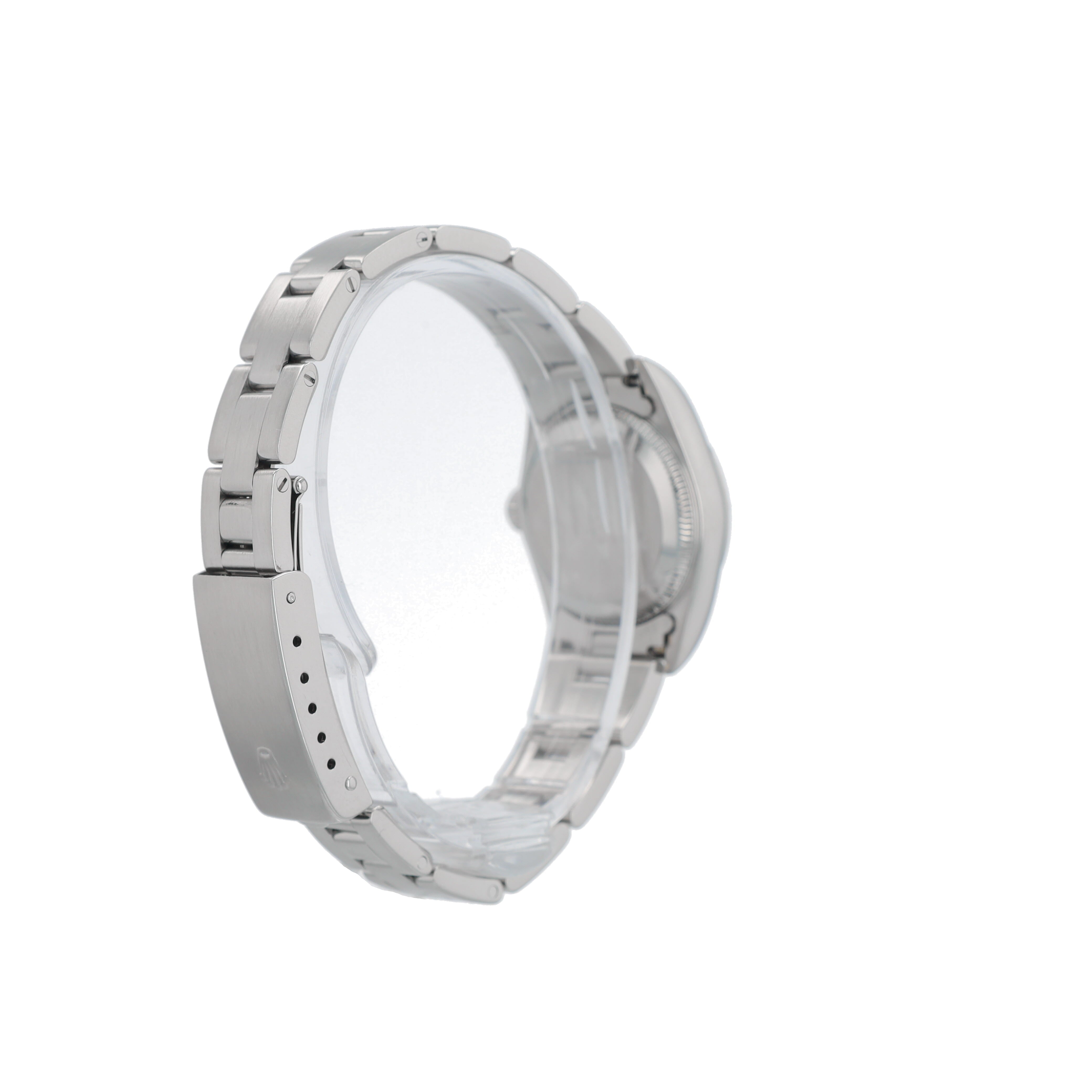 Rolex Oyster Perpetual 76030 26mm Silver Index Dial Engine Turned Bezel Oyster Band