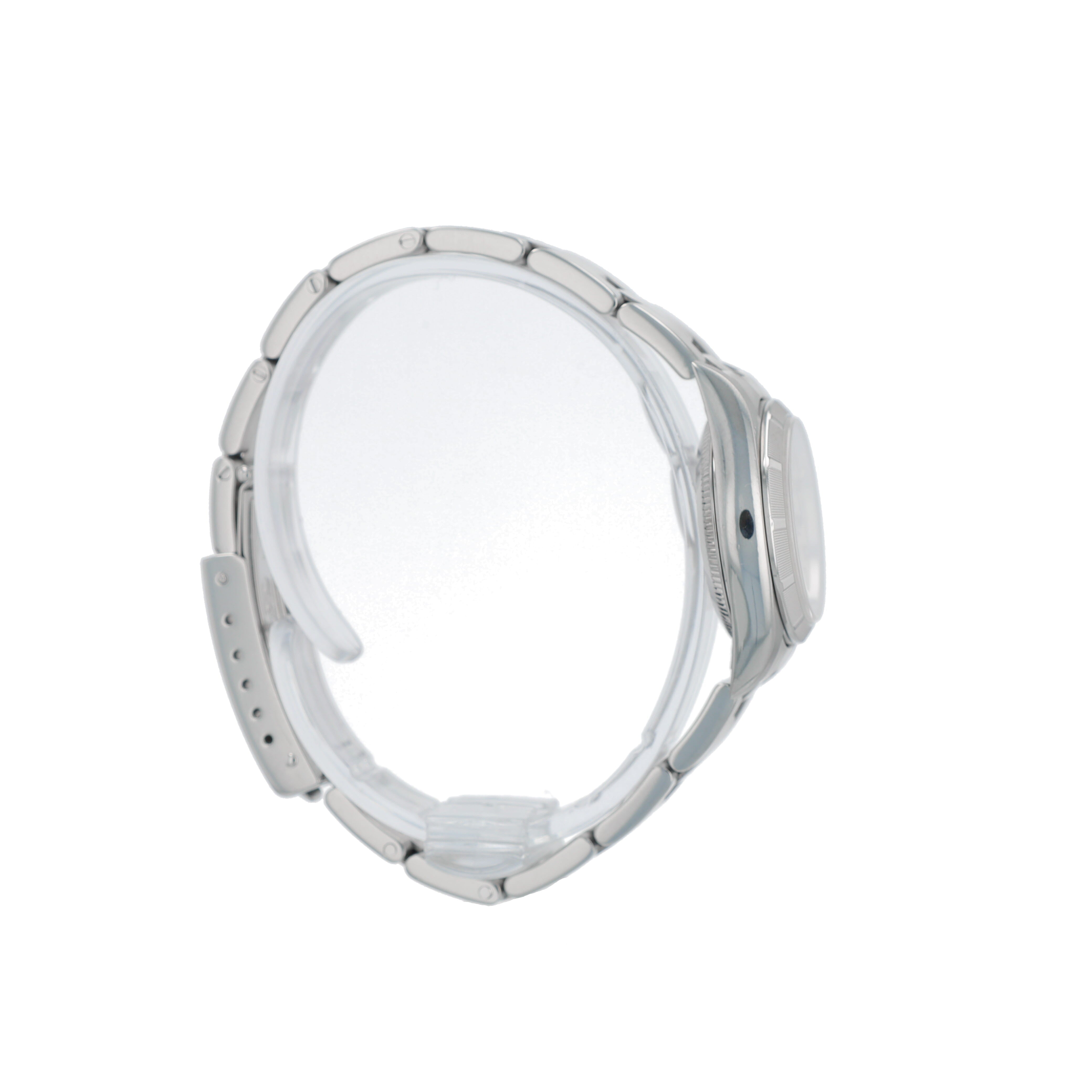 Rolex Oyster Perpetual 76030 26mm Silver Index Dial Engine Turned Bezel Oyster Band
