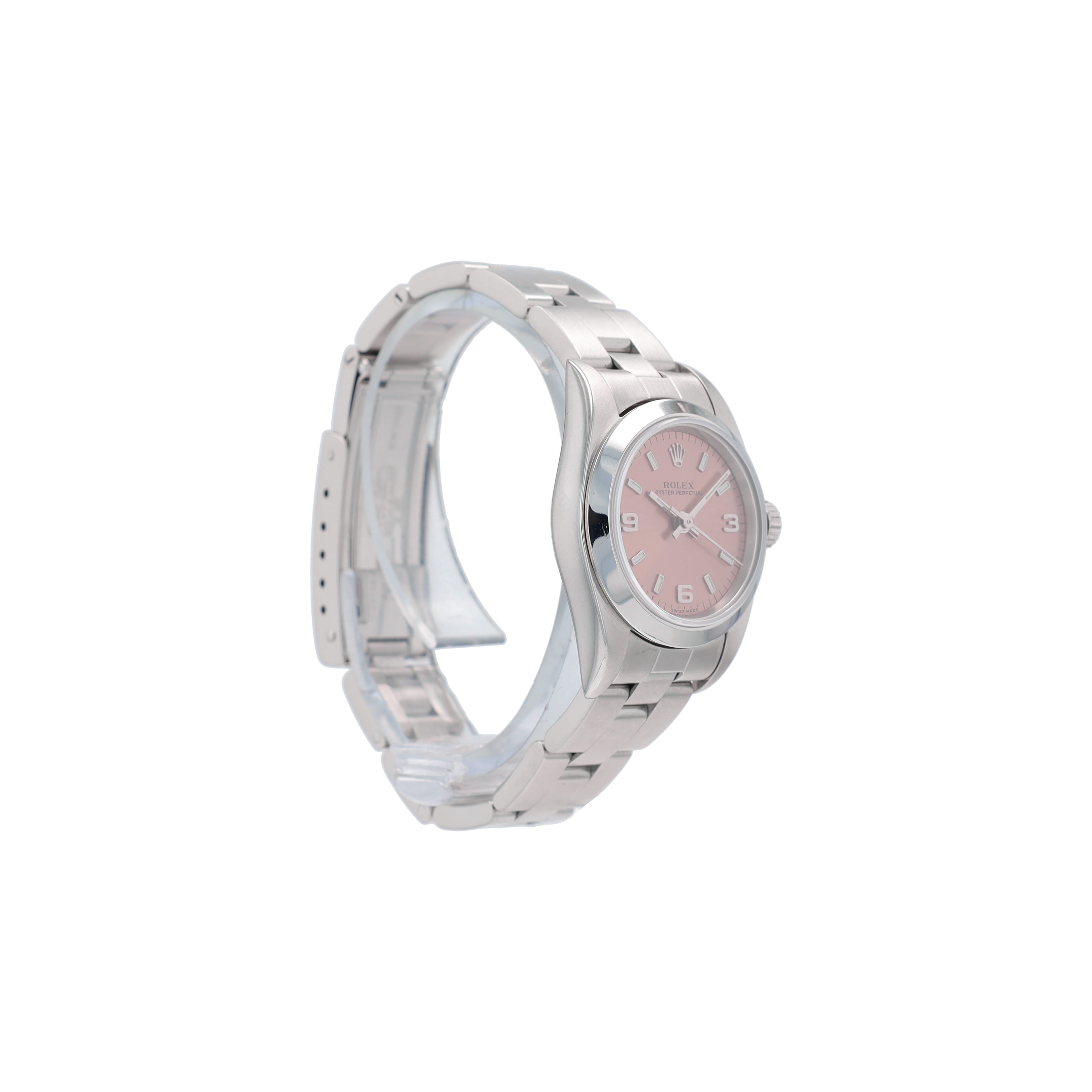 Rolex Oyster perpetual 76080 26mm Salmon Index Arabic Dial Smooth Bezel Oyster Band