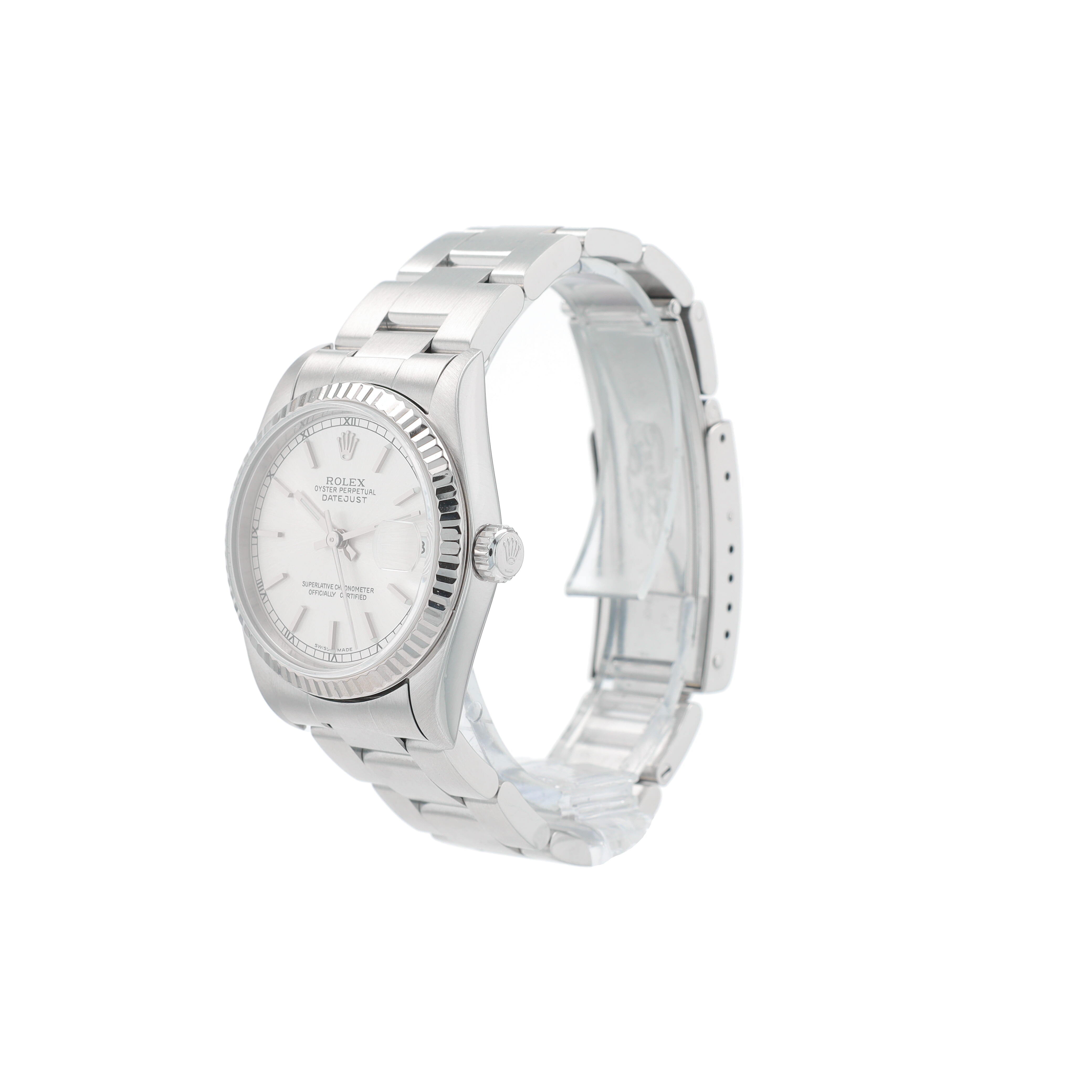 B&P Rolex Datejust 78240 31mm Silver Index Dial Smooth Bezel Oyster Band - Luxuriant Concierge