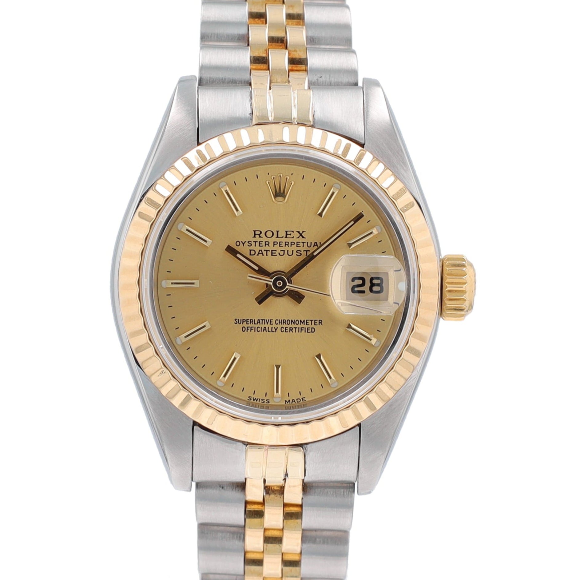 Rolex Datejust 79173 26mm Champagne Index Dial Fluted Bezel Jubilee Band - Luxuriant Concierge