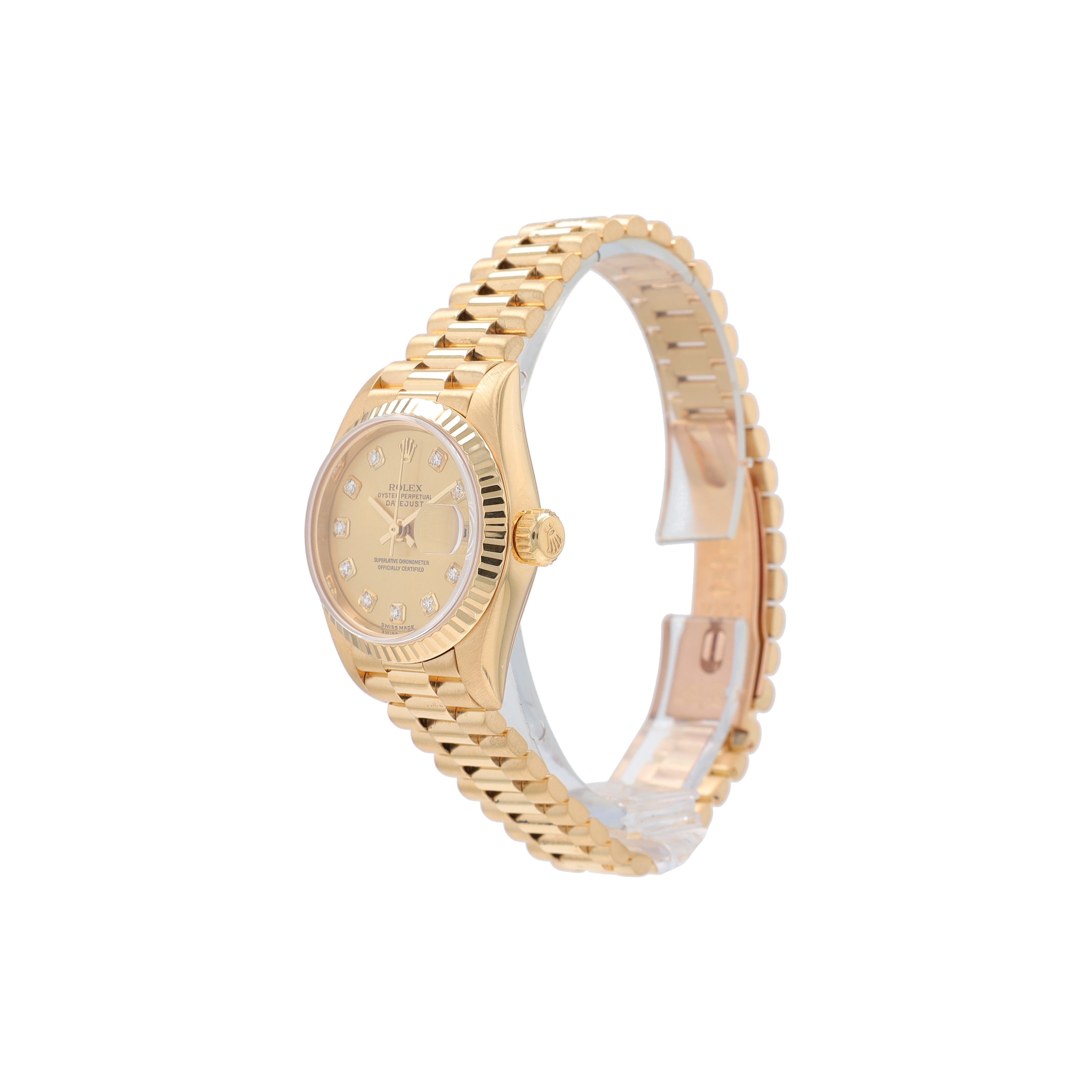 Rolex Datejust 79178 26mm Champagne Diamonds Dial Fluted Bezel President Band - Luxuriant Concierge