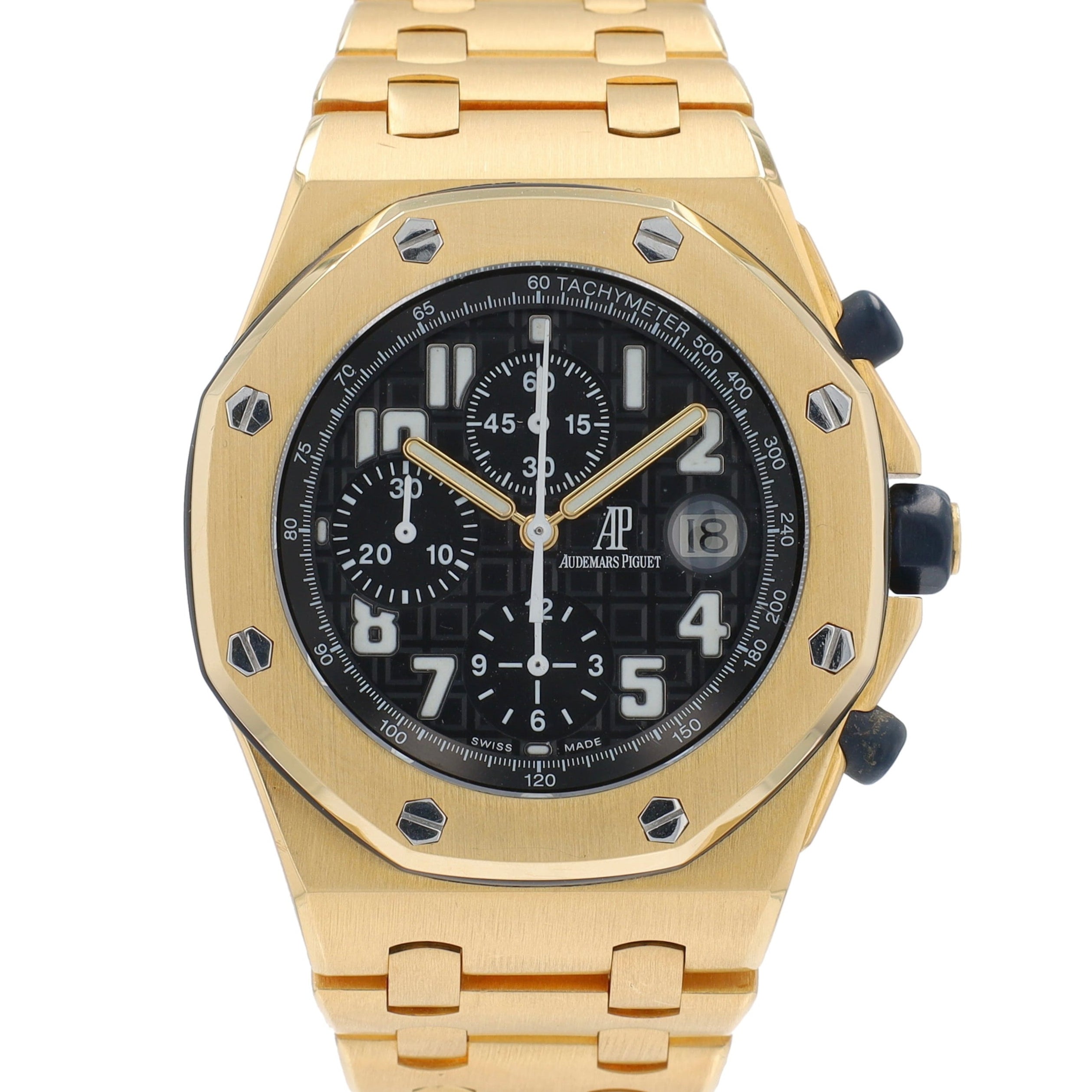 Audemars Piguet Royal Oak 18K Yellow Gold "BRICK" Black Chronograph Arabic Dial