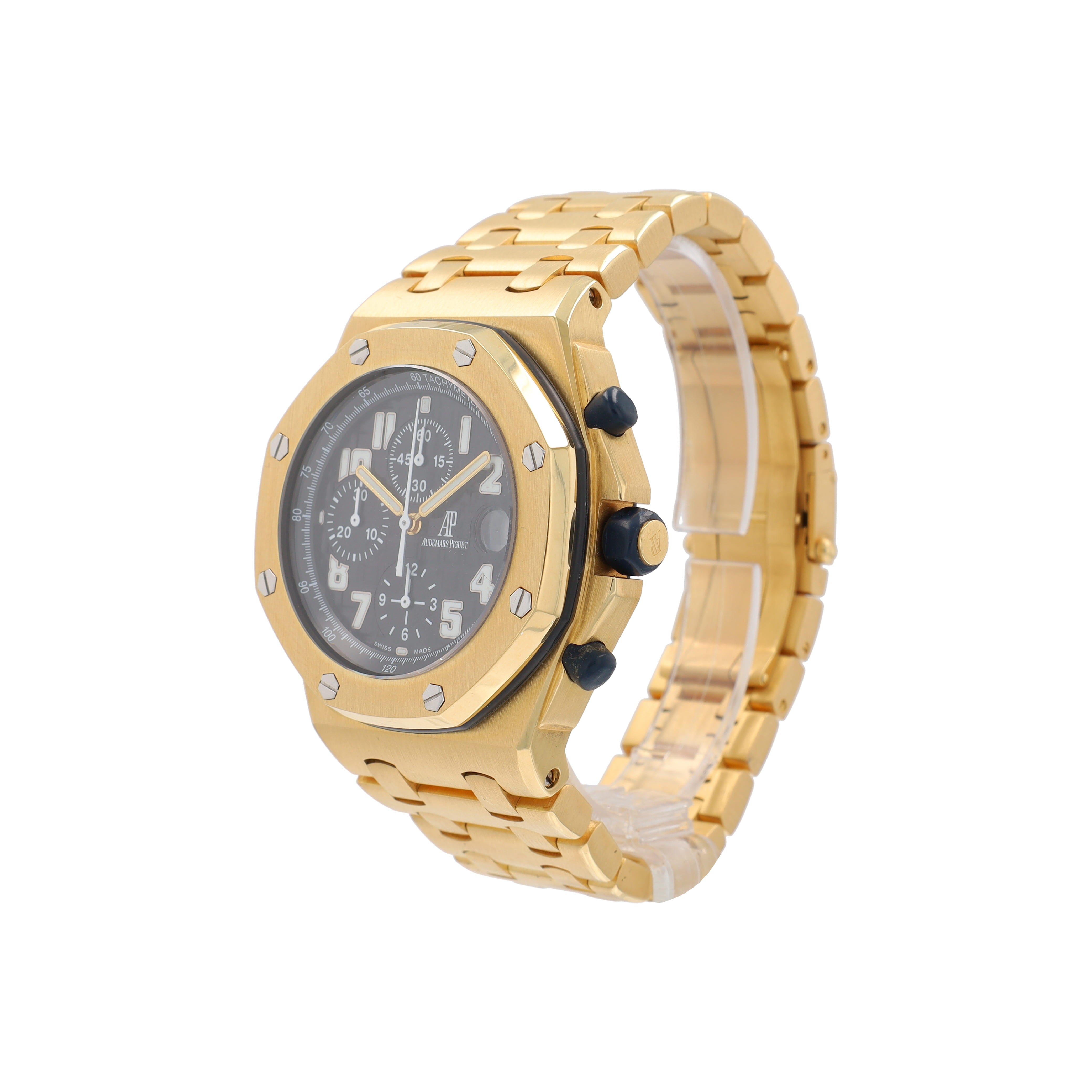 Audemars Piguet Royal Oak 18K Yellow Gold "BRICK" Black Chronograph Arabic Dial