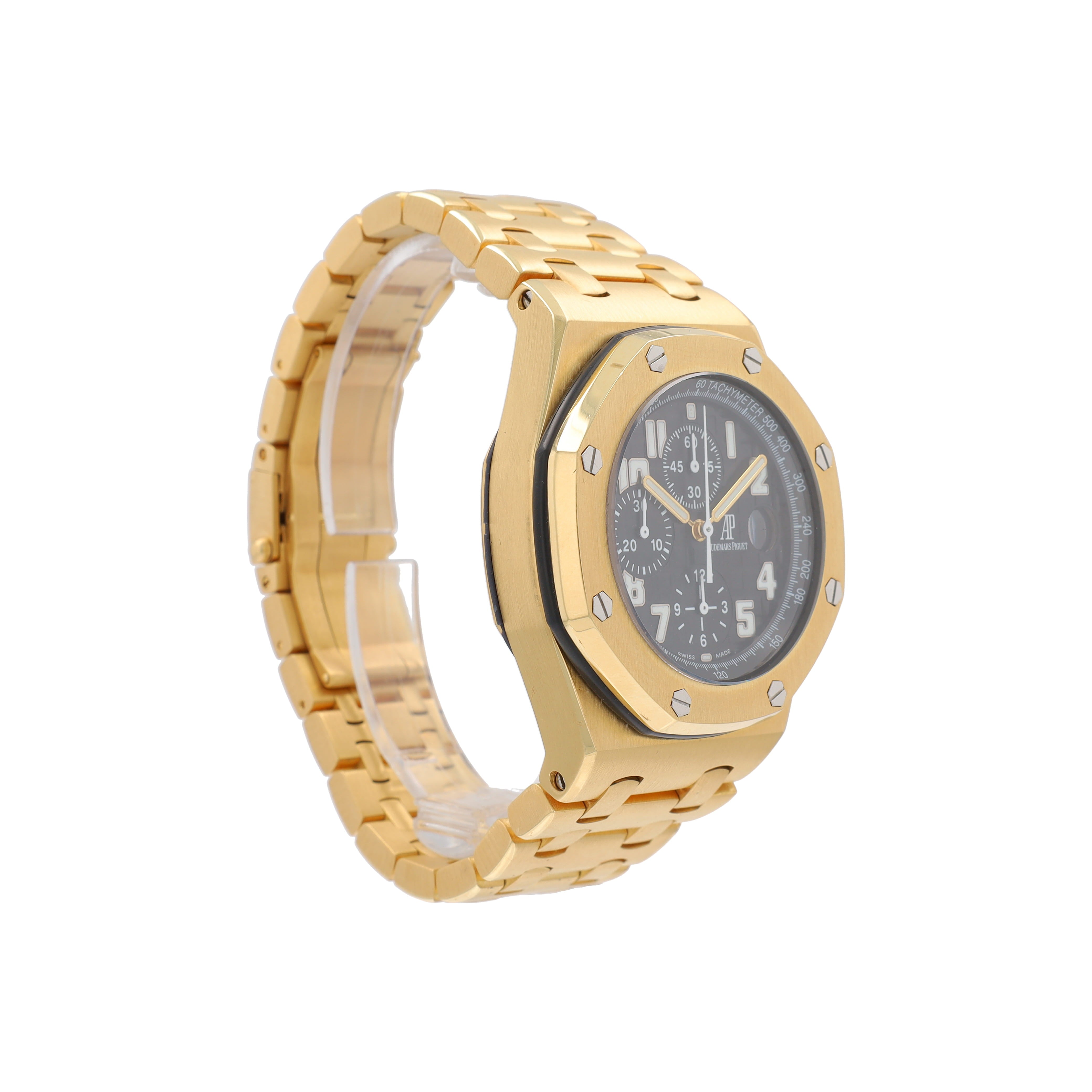 Audemars Piguet Royal Oak 18K Yellow Gold "BRICK" Black Chronograph Arabic Dial