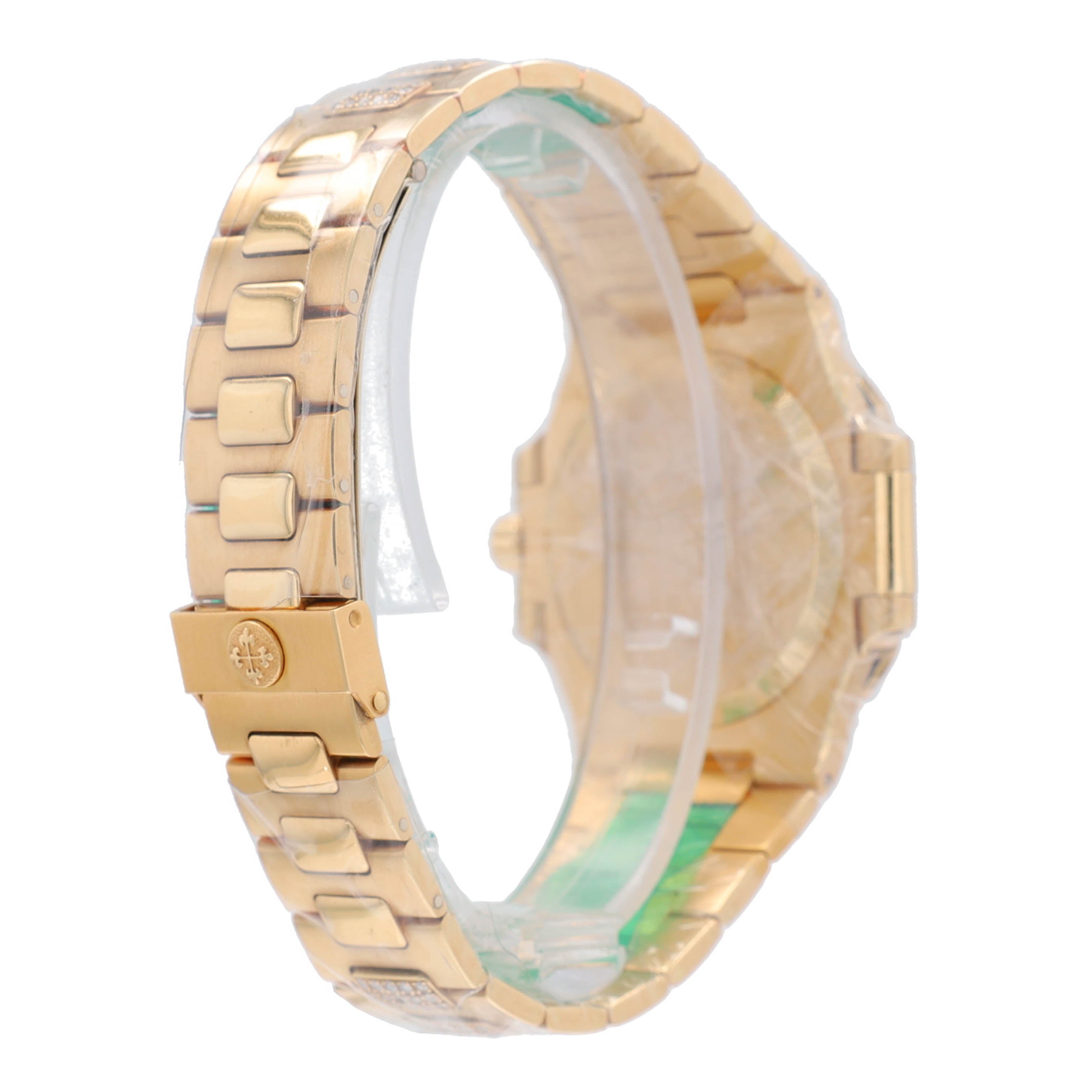 Patek Philippe Nautilus 37mmChampagne Tapestry Diamond, 3 Row Diamond Bezel, Diamond Band