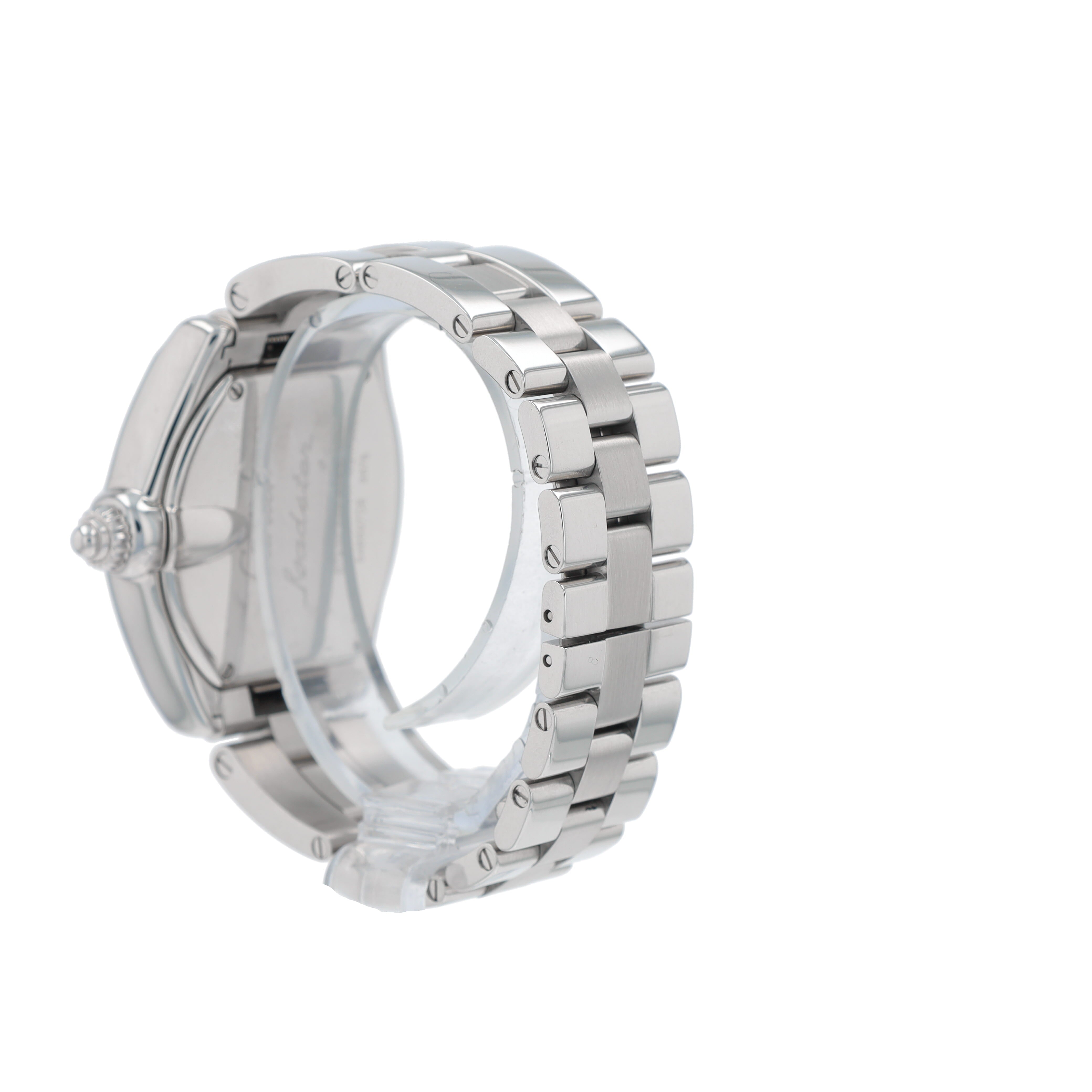 Cartier Roadster 2675 Silver Black Roman Numeral Dial Rectangle Bezel Roadster Band - Luxuriant Concierge
