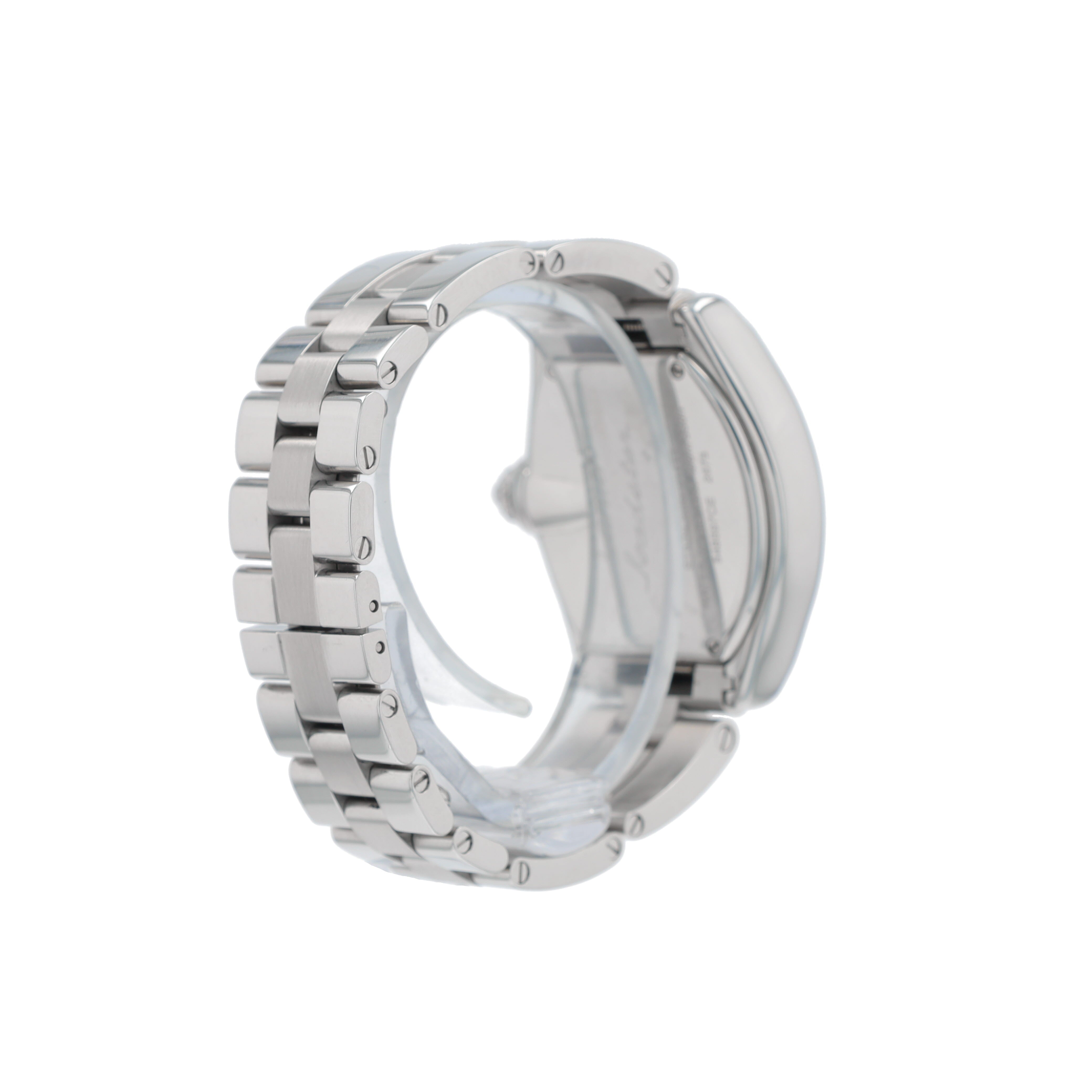 Cartier Roadster 2675 Silver Black Roman Numeral Dial Rectangle Bezel Roadster Band - Luxuriant Concierge