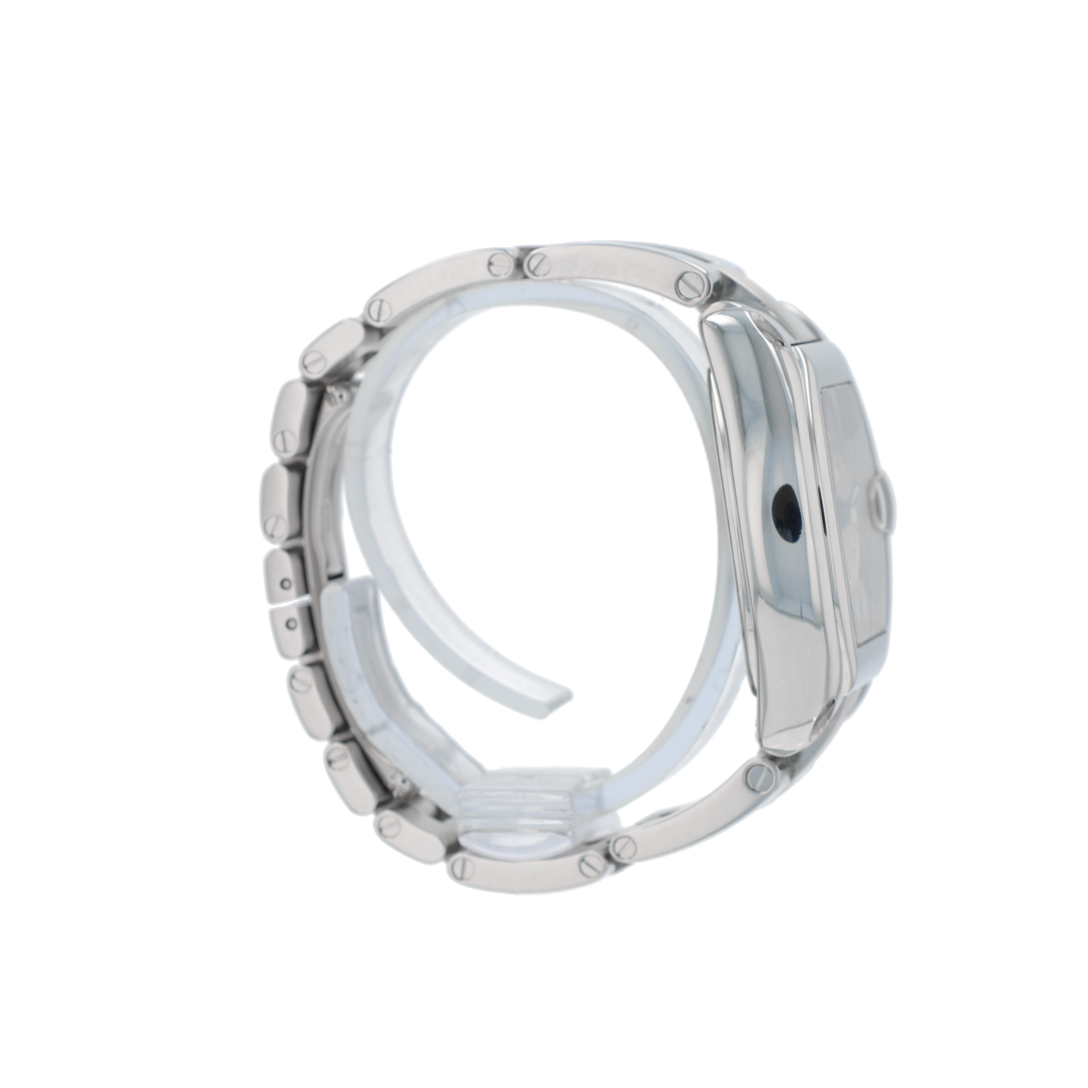 Cartier Roadster 2675 Silver Black Roman Numeral Dial Rectangle Bezel Roadster Band - Luxuriant Concierge