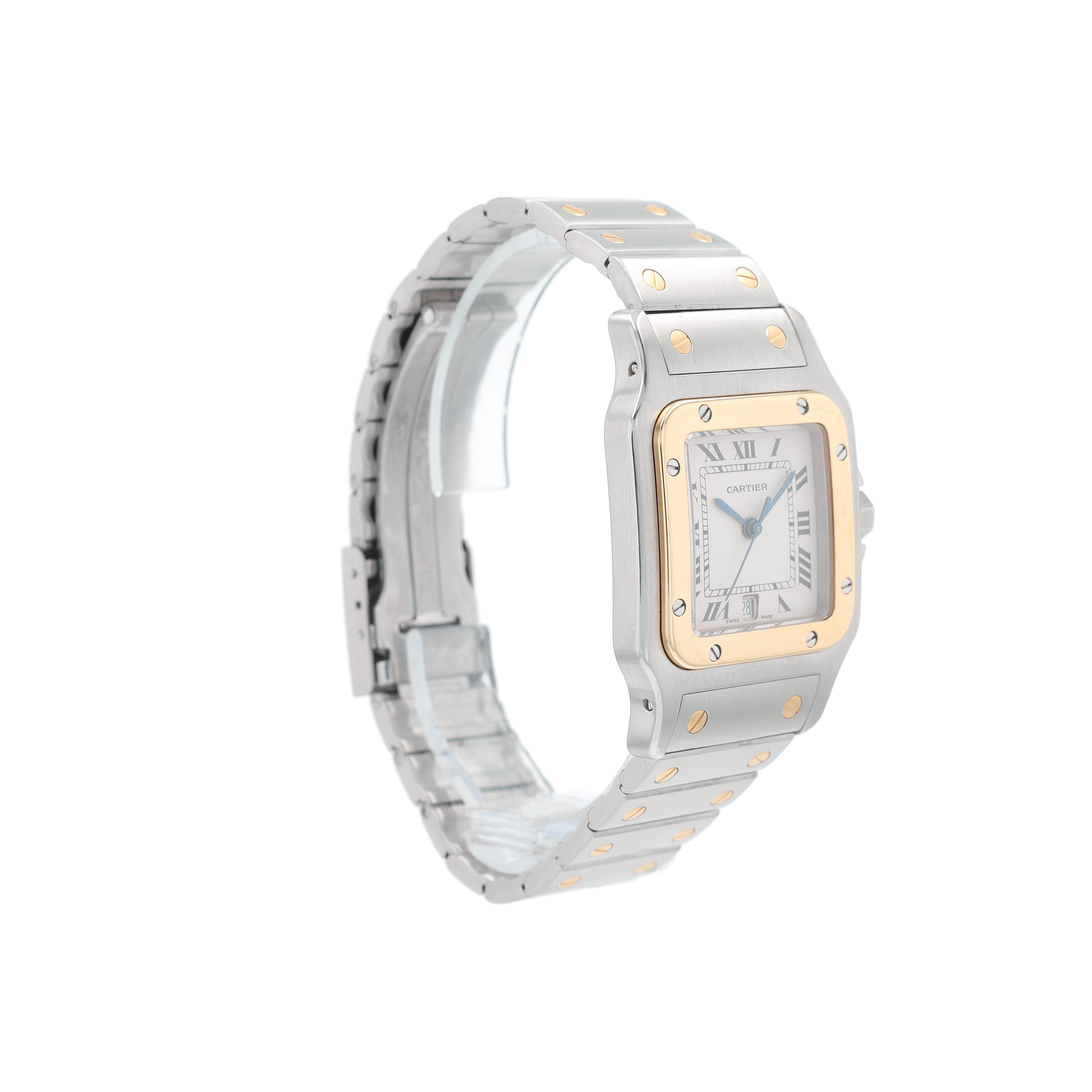 Cartier Santos Off-White Roman Numaral Dial Fixed Bezel Santos Band - Luxuriant Concierge