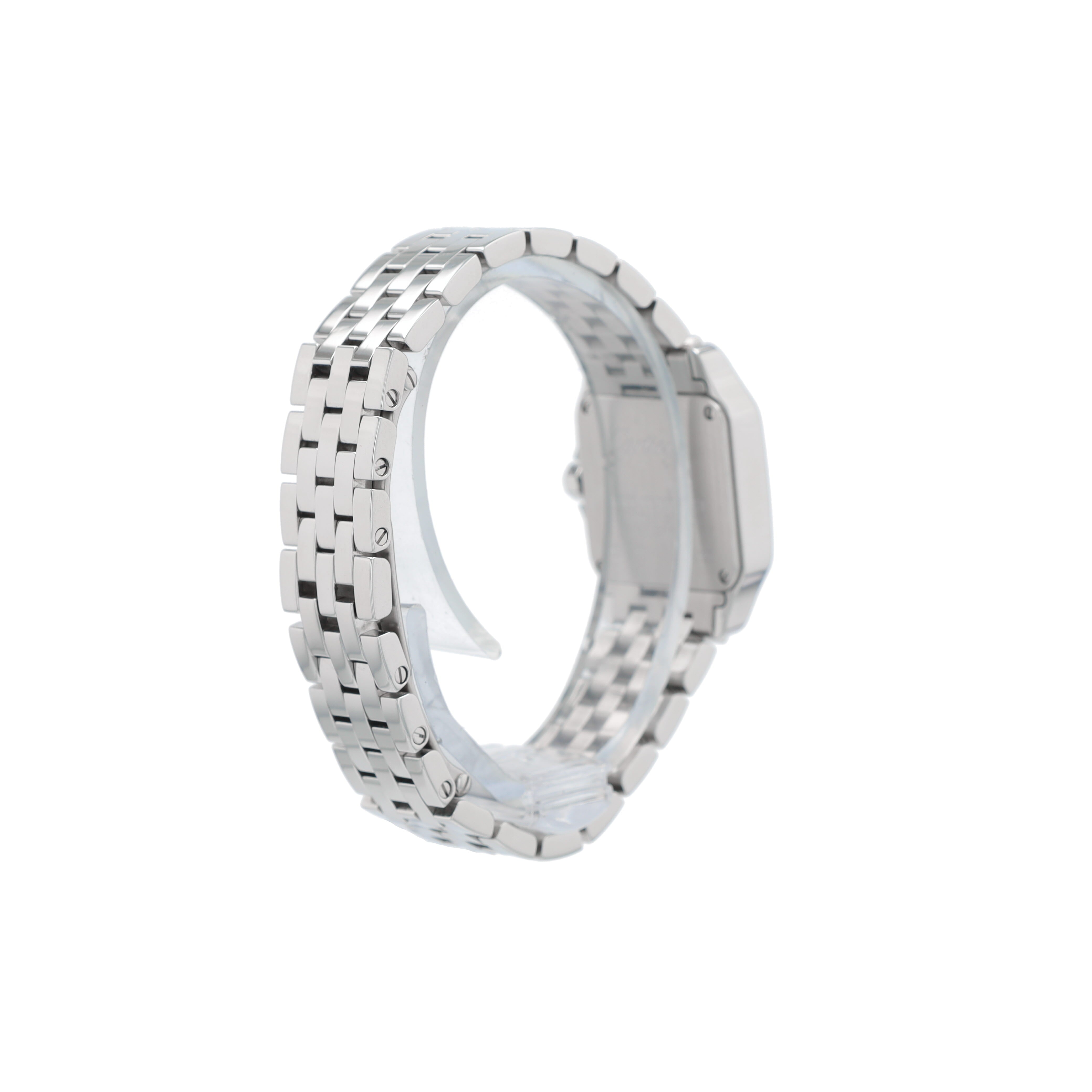 Cartier Santos Demoiselle 2698 Pink Mother of Pearl Roman Numeral Dial Fixed Bezel Cartier Band - Luxuriant Concierge