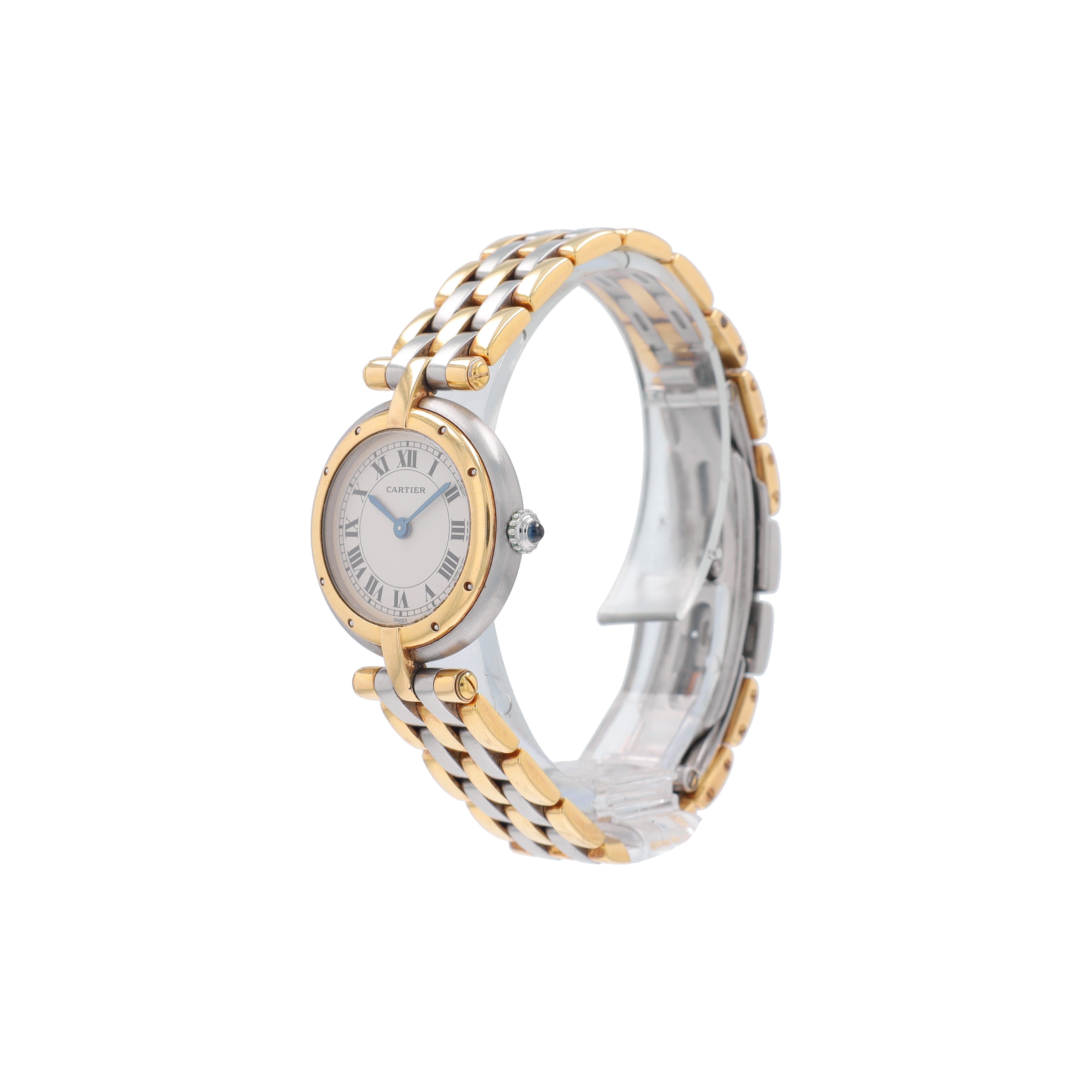 Cartier Panthere Vendome 24mm White Roman Numeral Dial Round Bezel Linked Band - Luxuriant Concierge