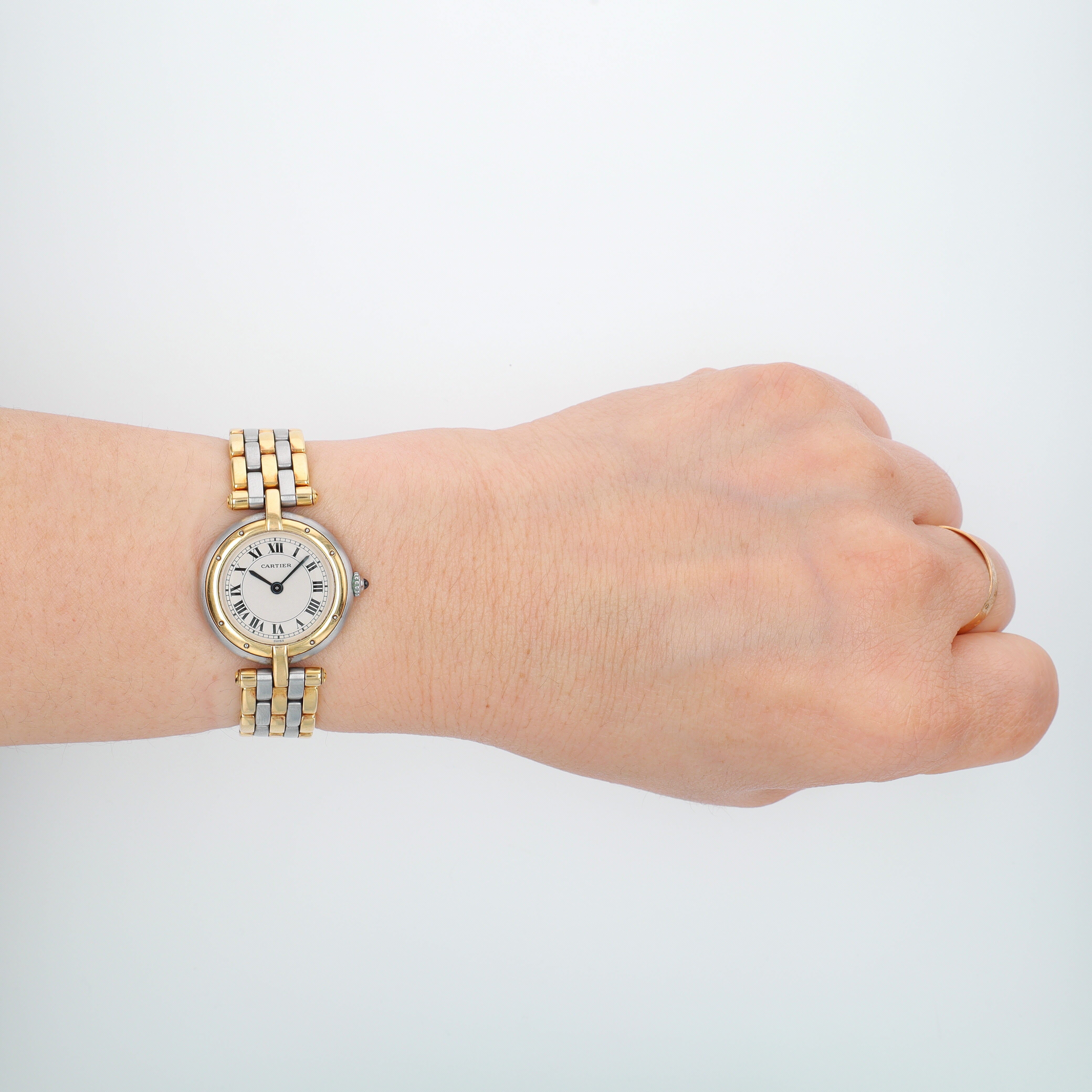 Cartier Panthere Vendome 24mm White Roman Numeral Dial Round Bezel Linked Band - Luxuriant Concierge