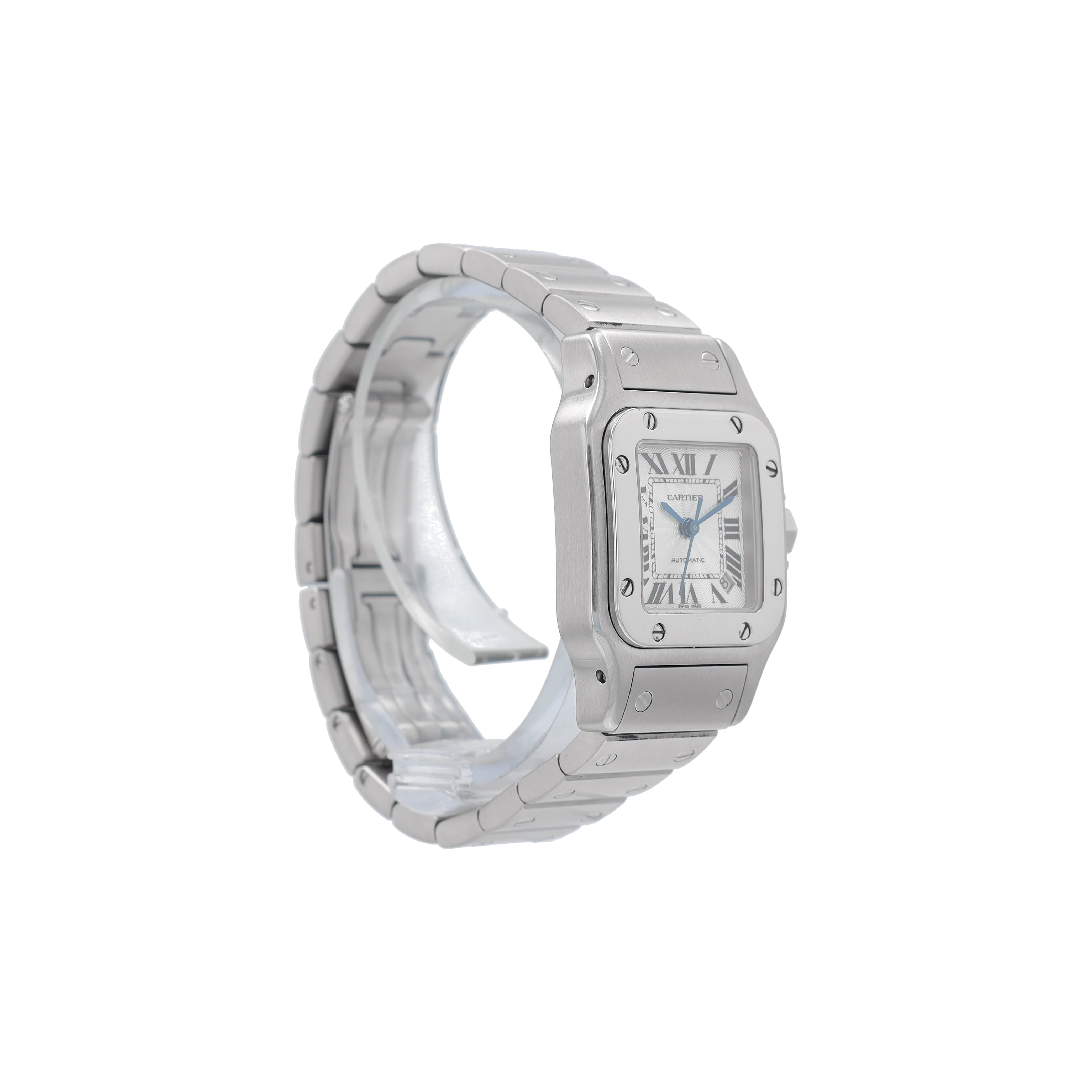 B&P Cartier Santos 2423 24mm White Roman Index Dial Stainless Steel Band - Luxuriant Concierge