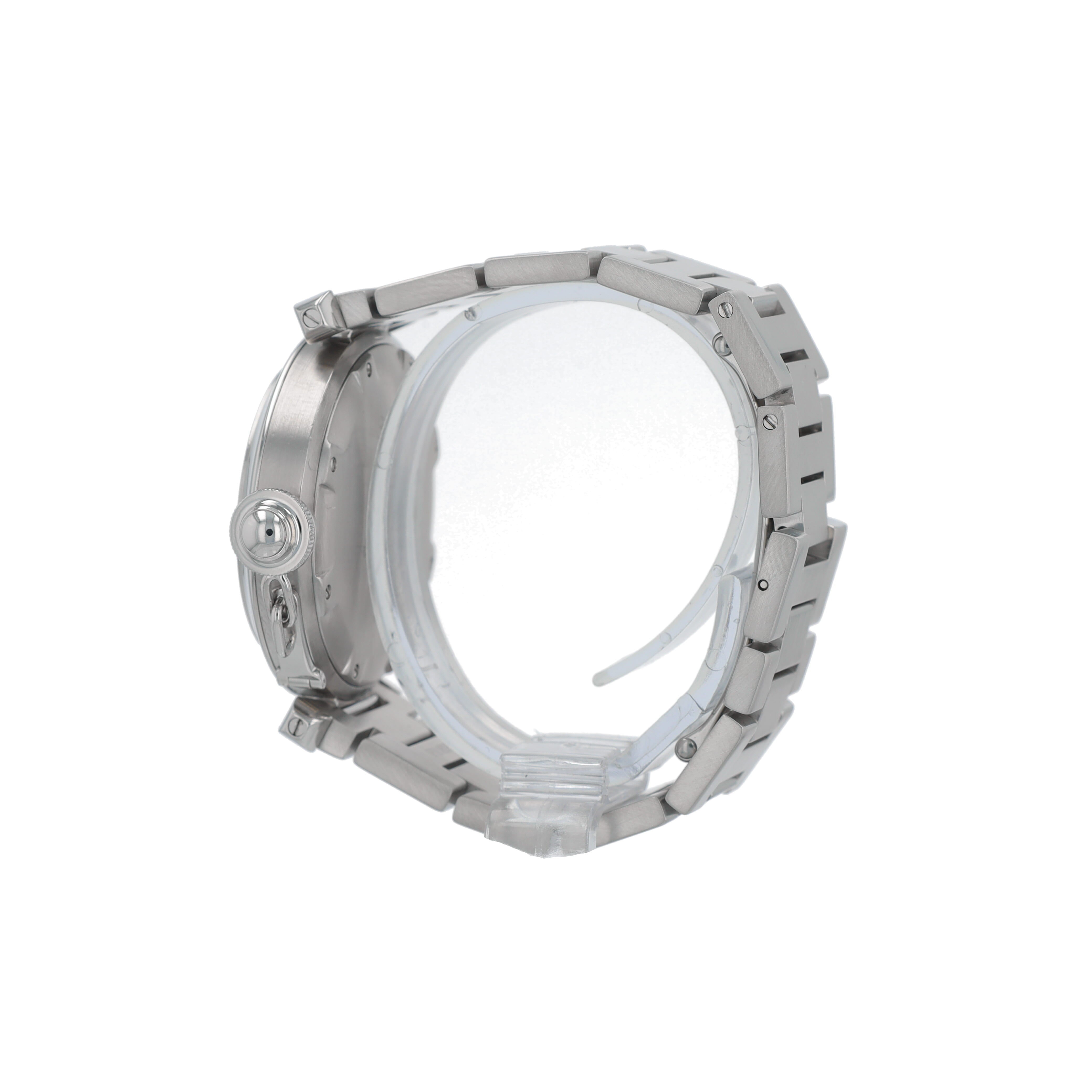 Cartier Pasha 2324 White Index-Arabic Dial Smooth Bezel Butterfly clasp Band - Luxuriant Concierge