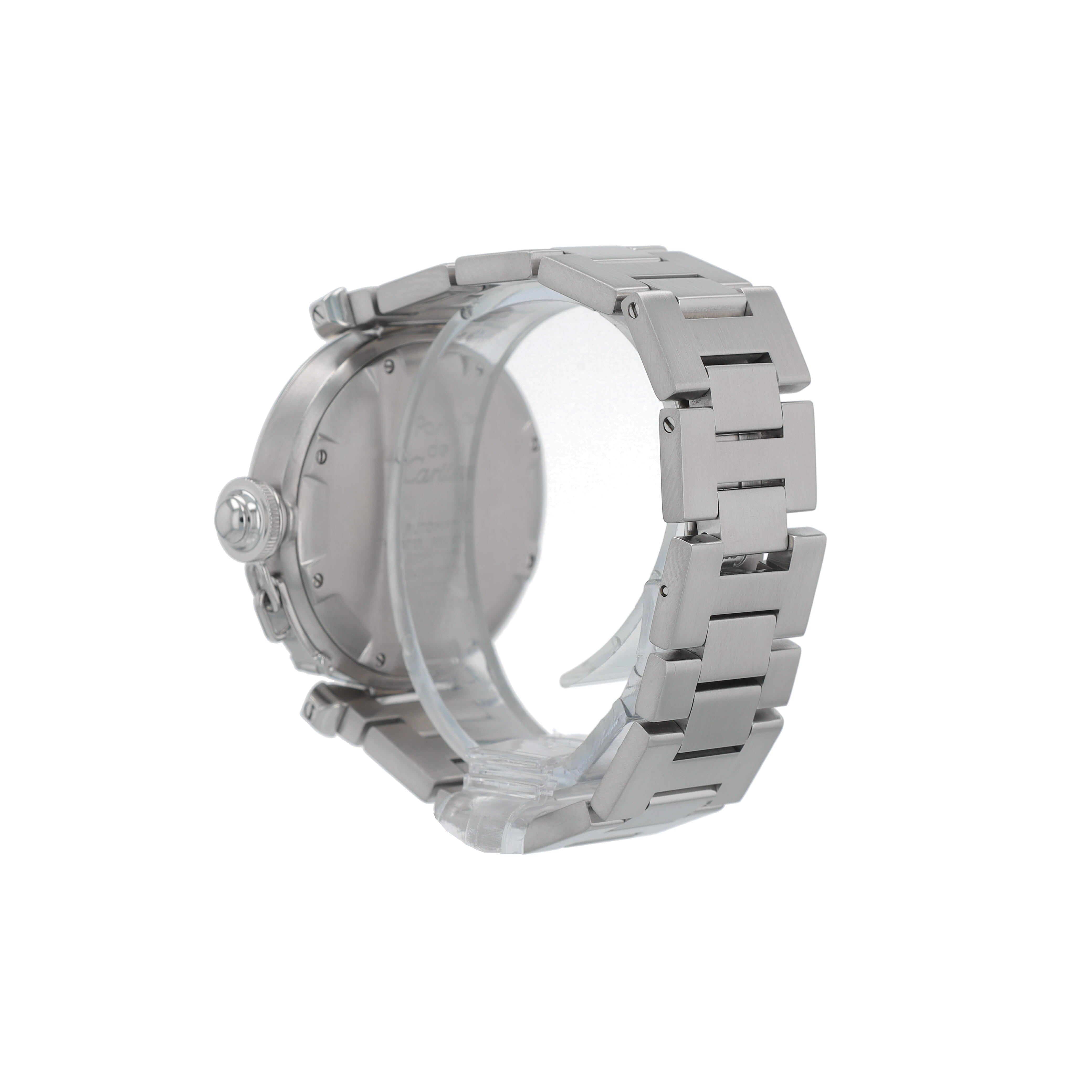 Cartier Pasha 2324 White Index-Arabic Dial Smooth Bezel Butterfly clasp Band - Luxuriant Concierge