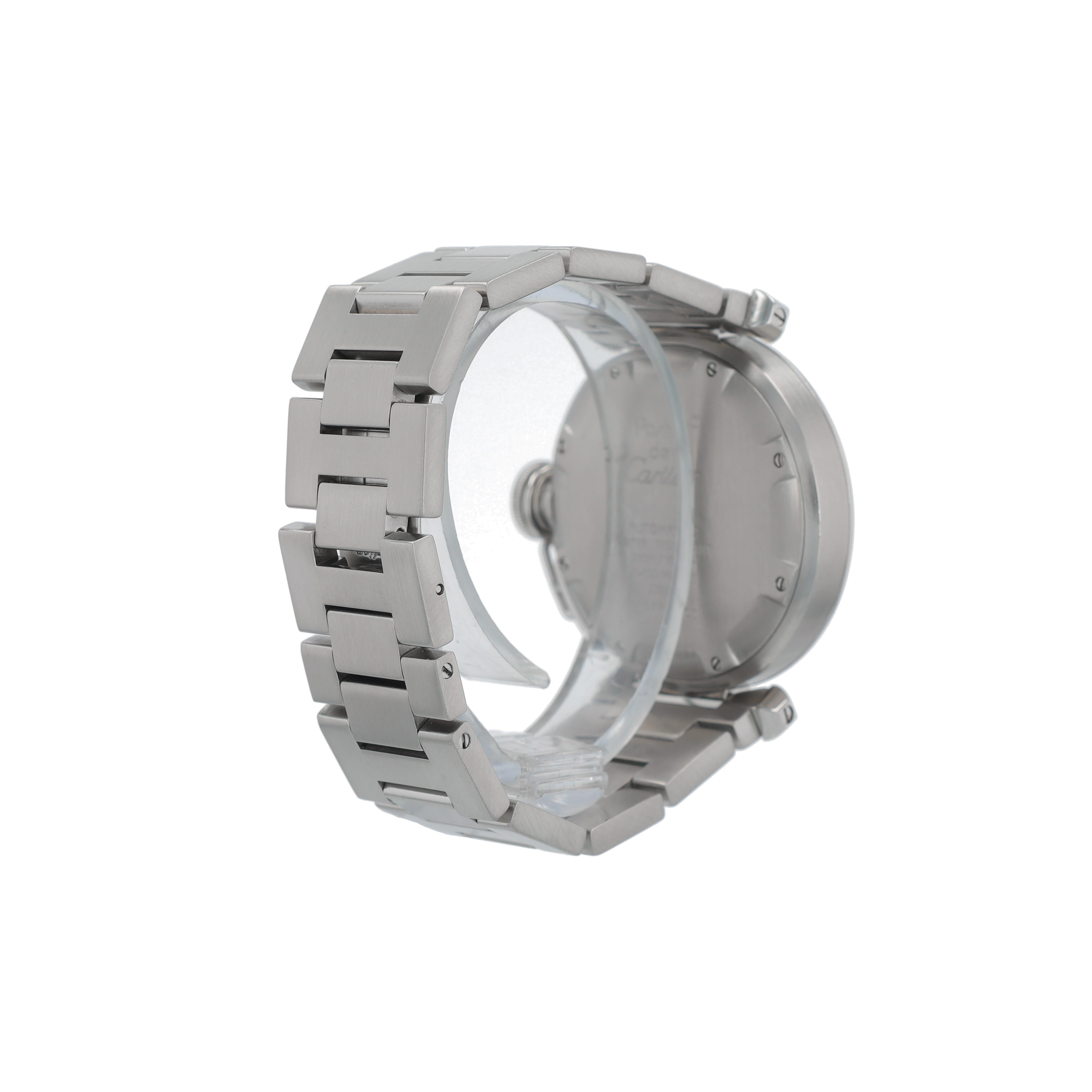 Cartier Pasha 2324 White Index-Arabic Dial Smooth Bezel Butterfly clasp Band - Luxuriant Concierge