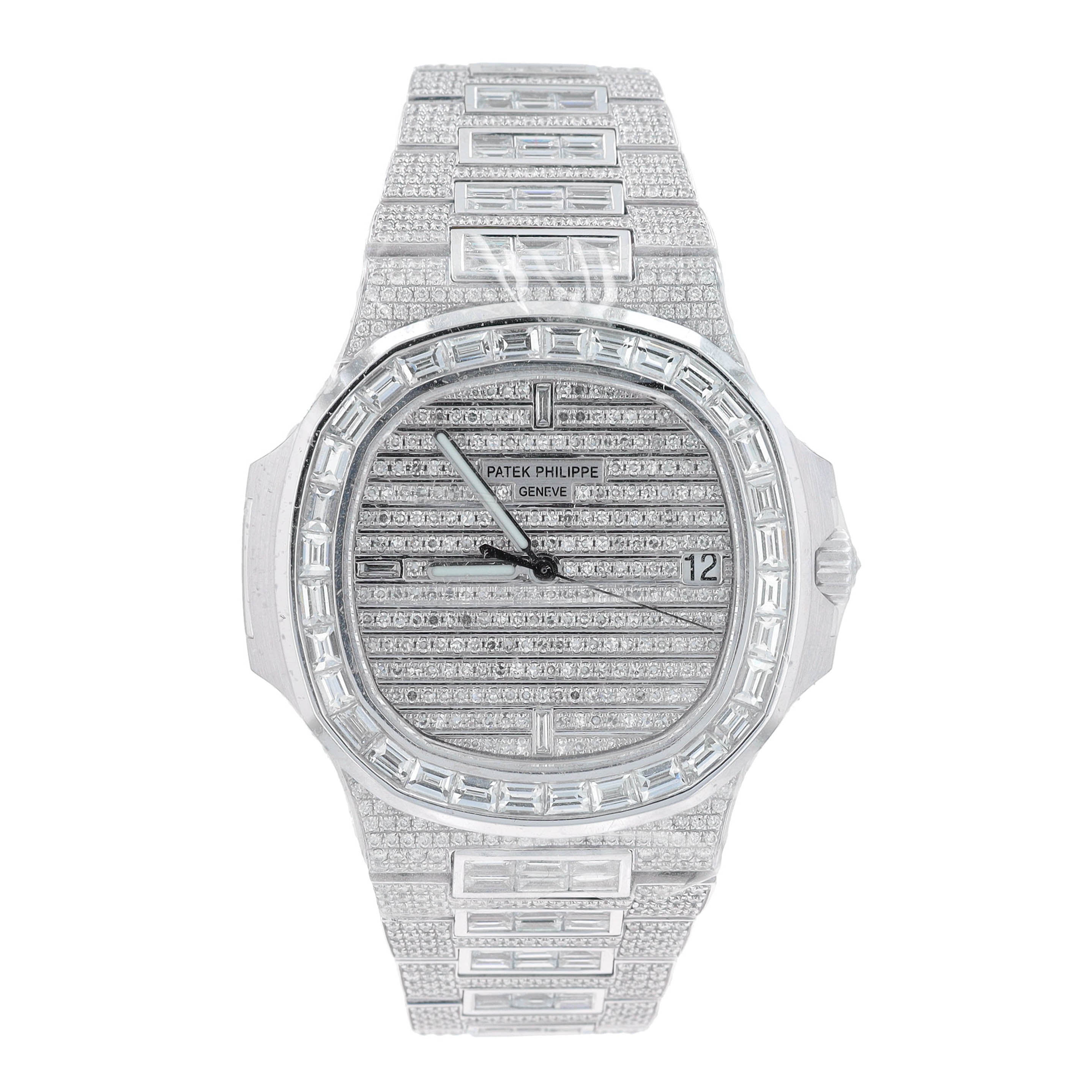 Patek Philippe 18KW Loaded Diamonds & Baguette Watch