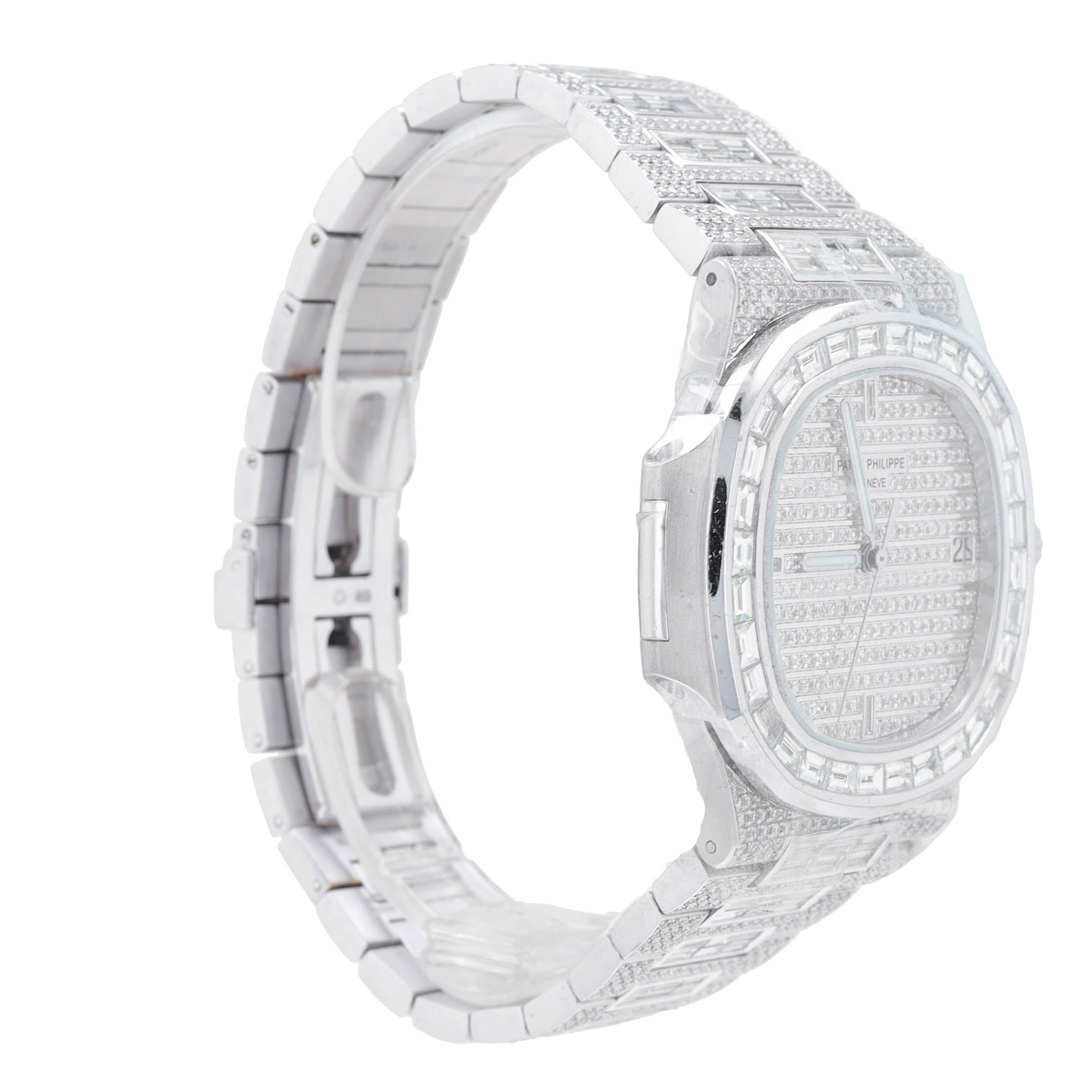 Patek Philippe 18KW Loaded Diamonds & Baguette Watch