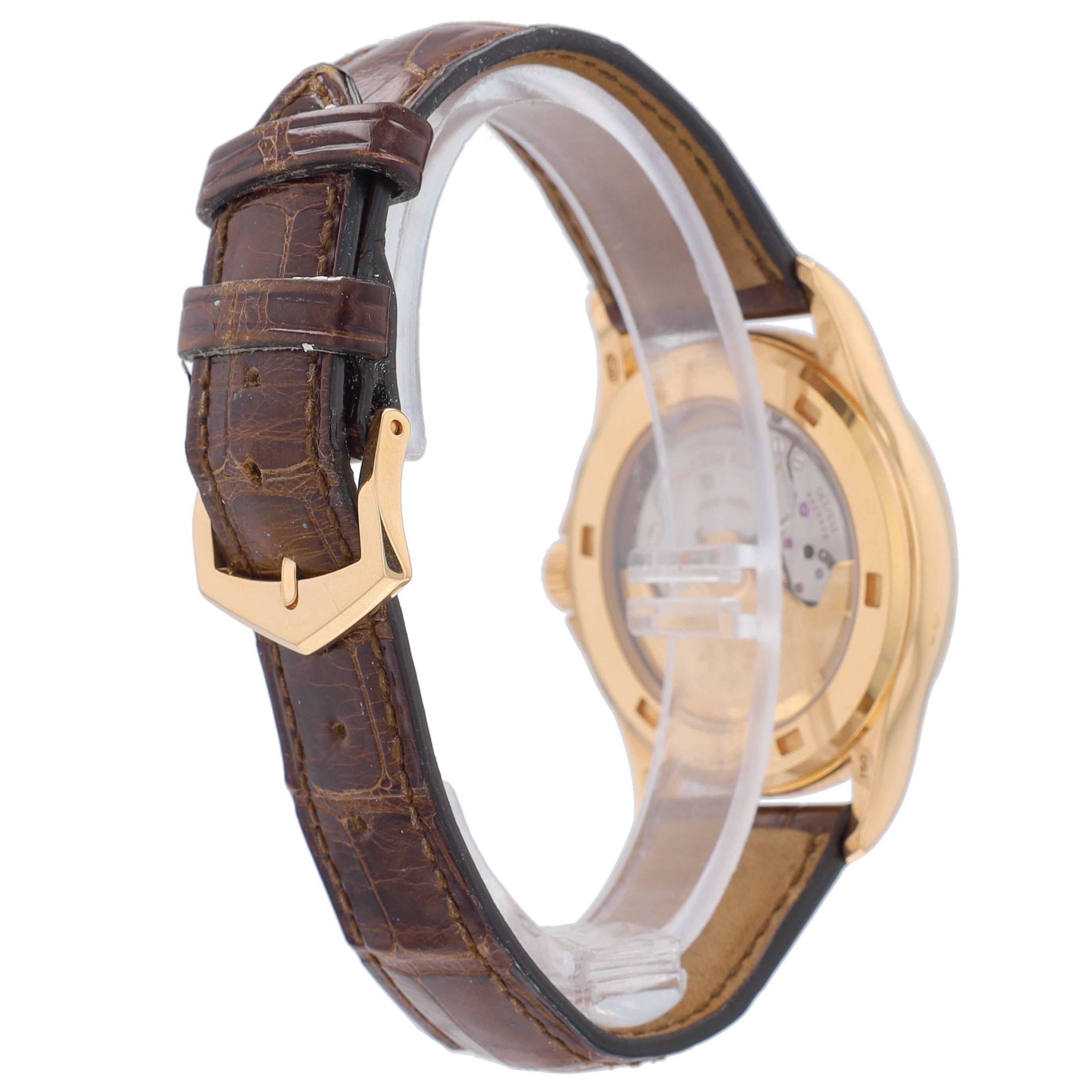 Patek Phillippe Calatrava Mens 18KY White Roman Dial Brown Leather Band w/ Box & Archive - Luxuriant Concierge