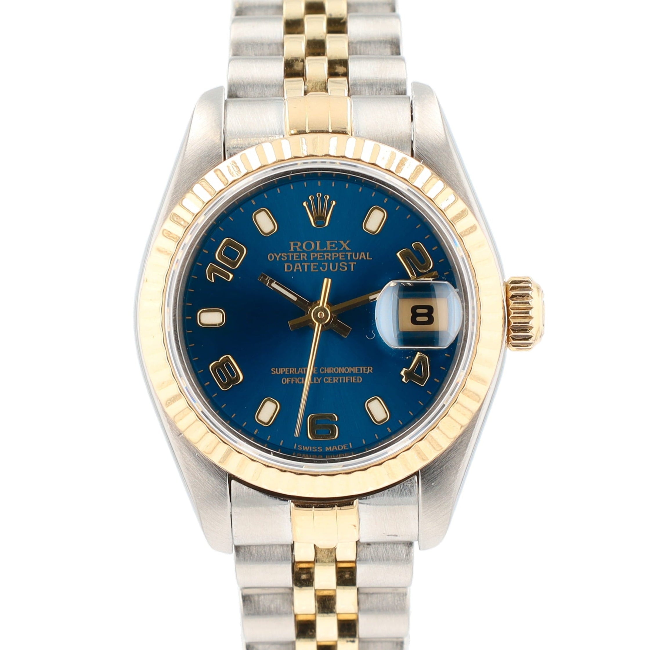 Rolex Datejust 79173 26mm Blue Arabic & Luminous Dial Fluted Bezel Jubilee Band - Luxuriant Concierge