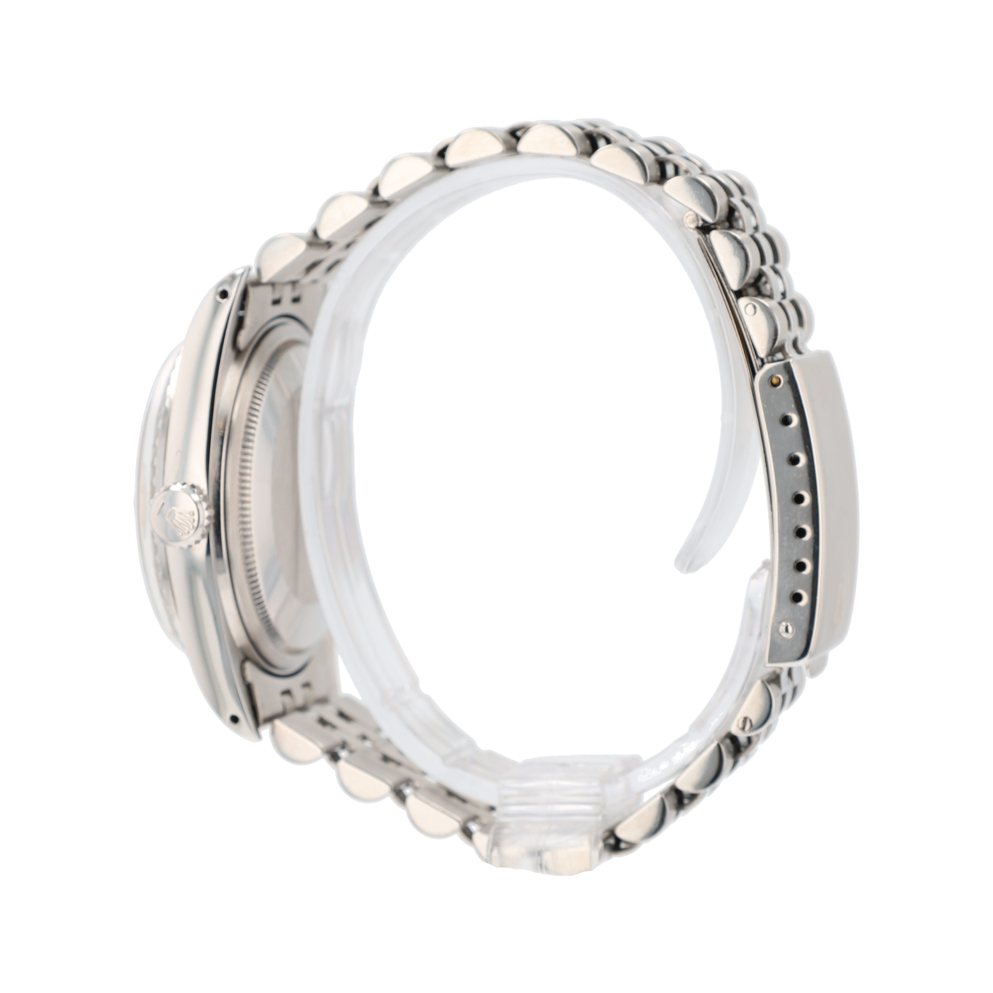 Rolex Datejust  16030 36mm Silver Index Dial Engine-turned Bezel Jubilee Band - Luxuriant Concierge