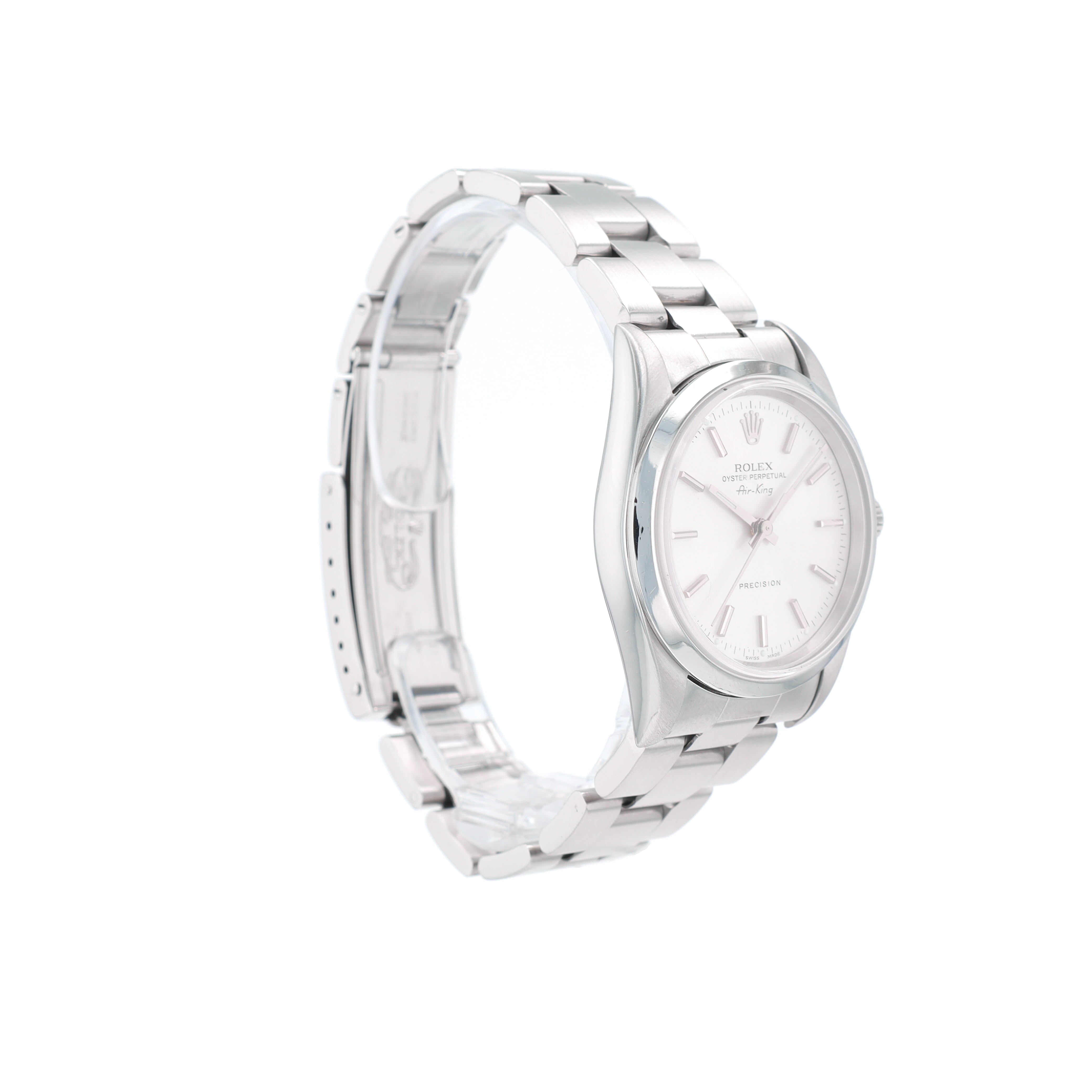 Rolex Air-King 14000 34mm Silver Index Dial Smooth Bezel Oyster Band - Luxuriant Concierge