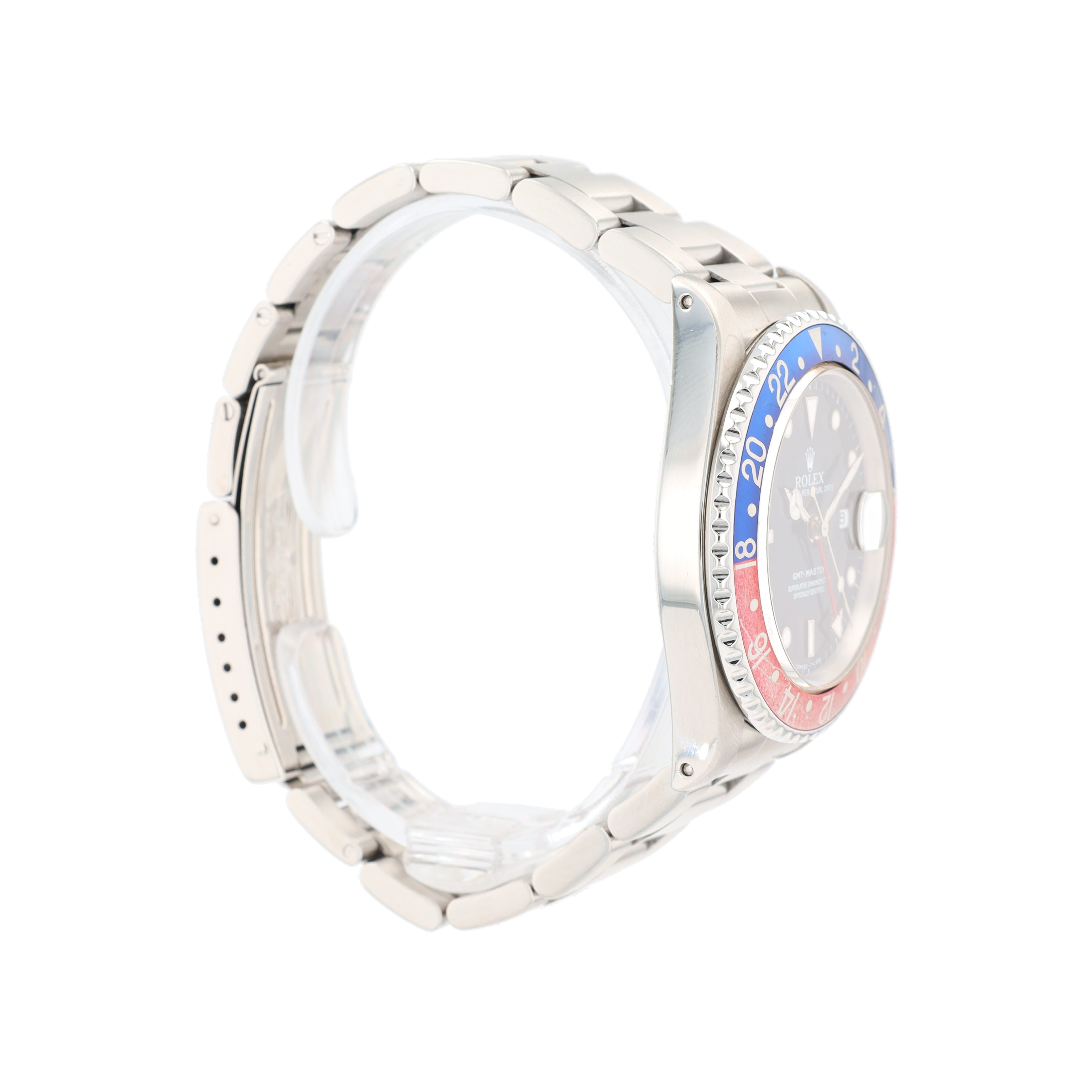 Rolex GMT Master 16700 40mm Black White Luminous Dial Rotatable Bezel - Pepsi Faded Insert Bezel Oyster Band - Luxuriant Concierge