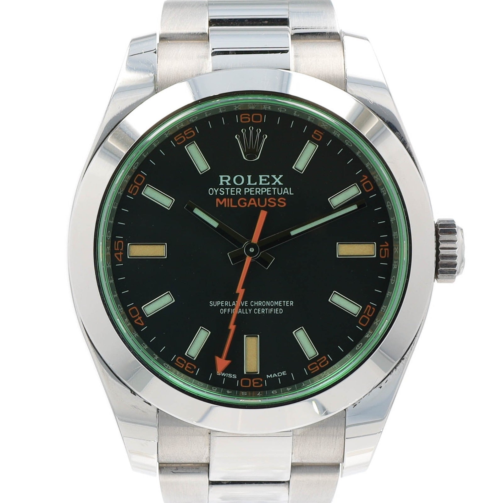 Rolex Milgauss 116400GV 2022 Green Crystal Black Dial Mens Watch 40mm w/ Paper - Luxuriant Concierge
