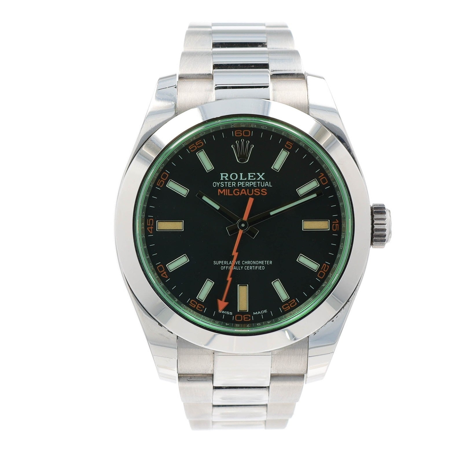 Rolex Milgauss 116400GV 2022 Green Crystal Black Dial Mens Watch 40mm w/ Paper - Luxuriant Concierge