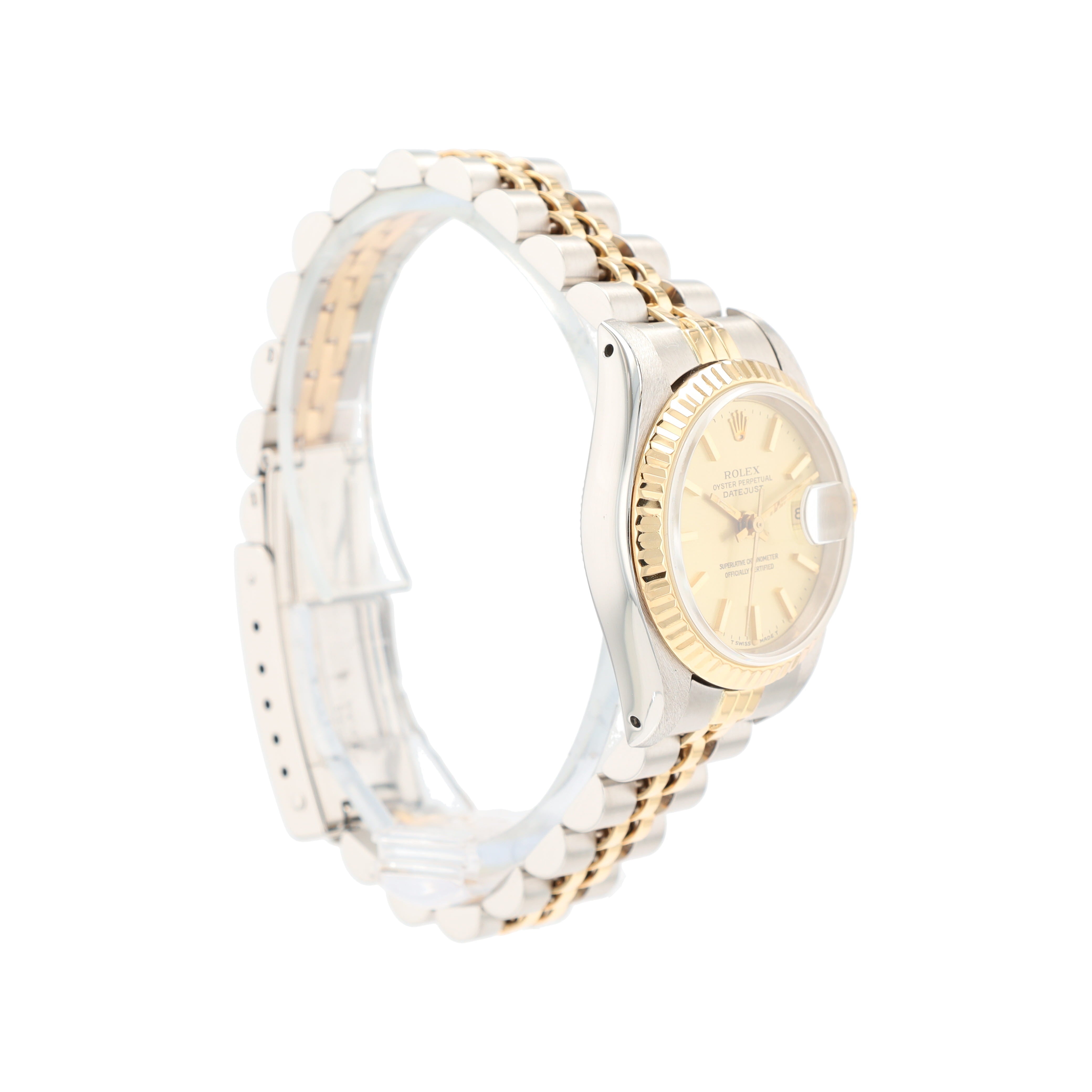 Rolex Datejust  69173 26mm Champagne Index Dial Fluted Bezel Jubilee Band - Luxuriant Concierge