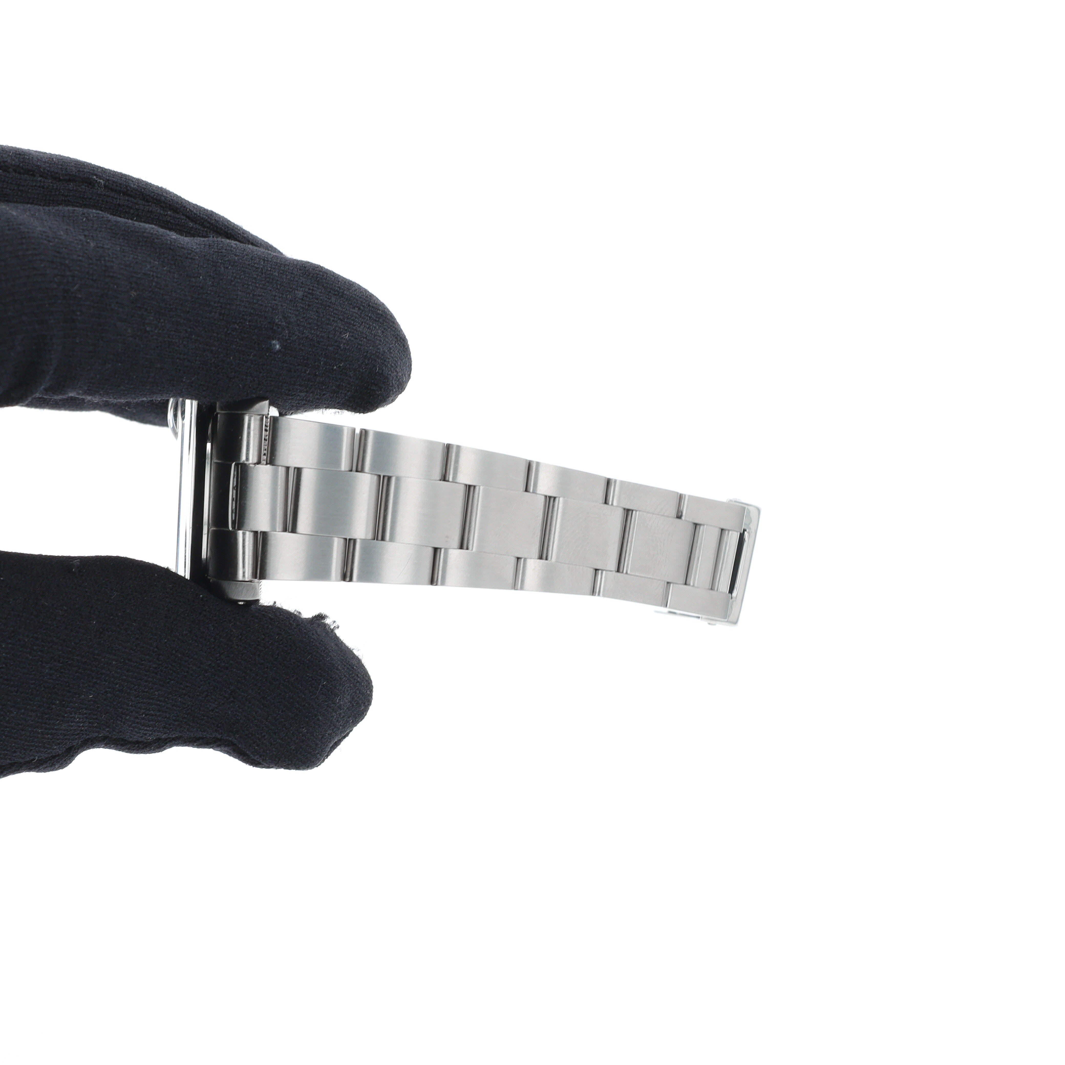 Rolex Date 15000 31mm Silver Fatboy Index Dial Smooth Bezel Oyster Band