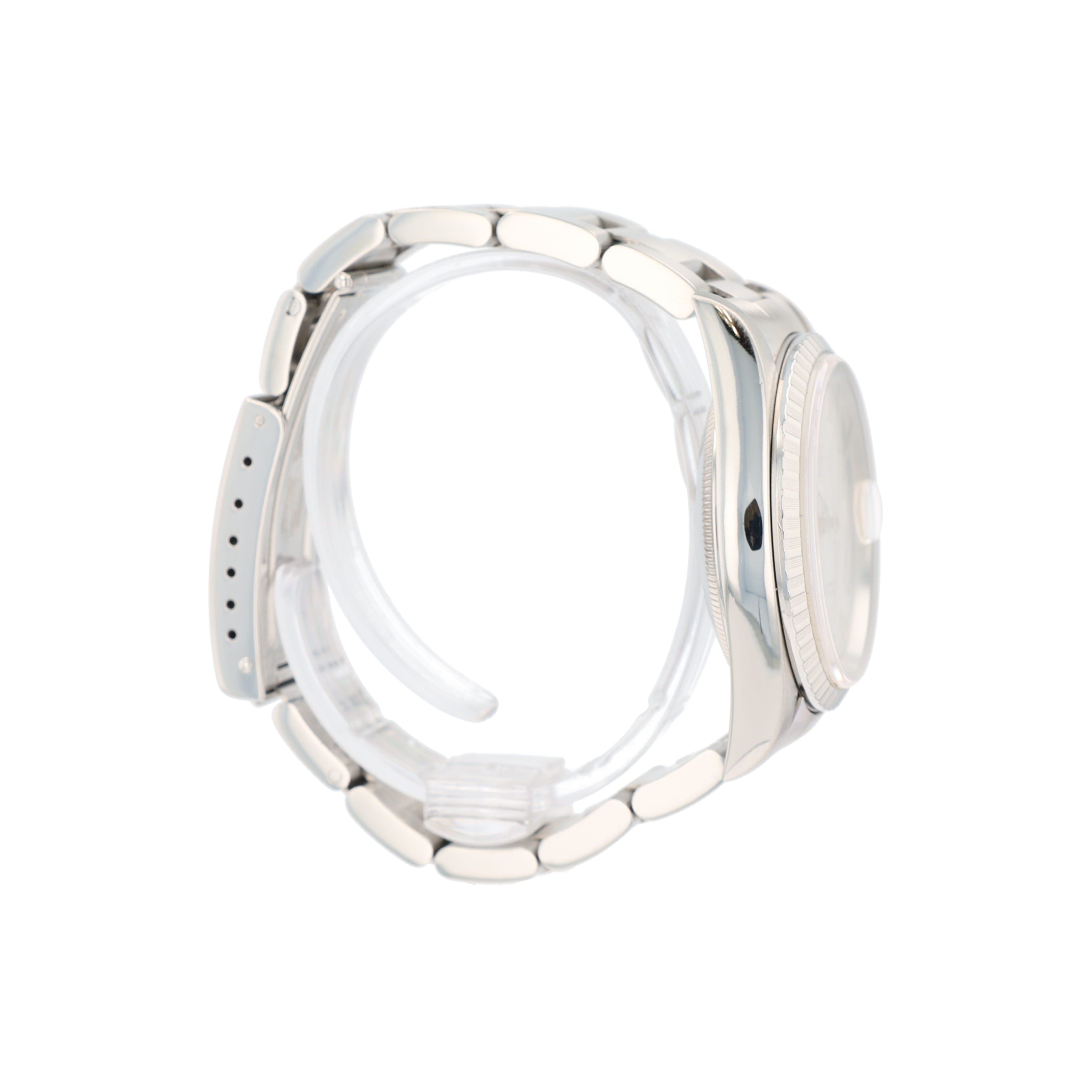 Rolex Datejust 16220 36mm Silver Roman Numeral Dial Engine-Turned Bezel Oyster Band