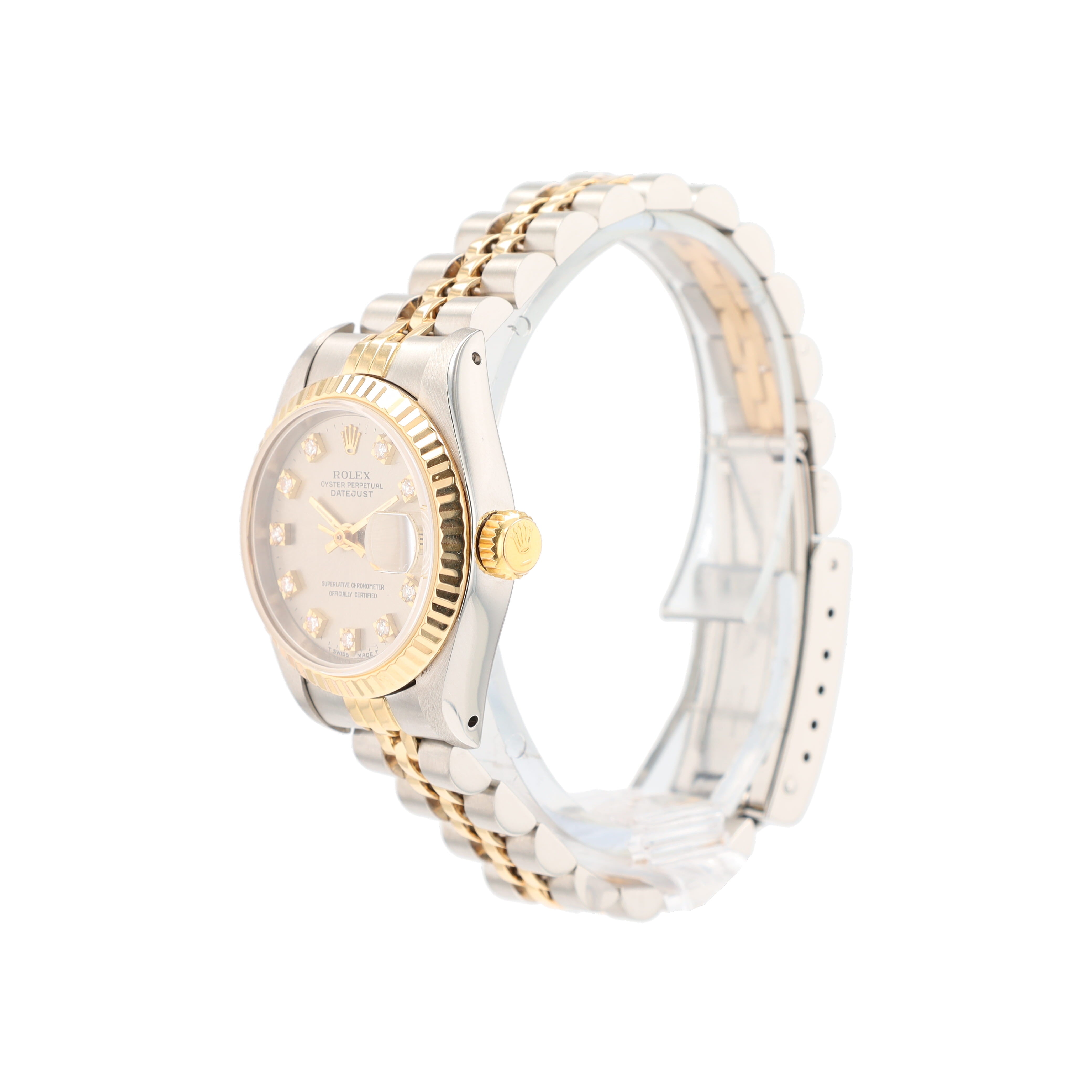 Rolex Datejust 69173 26mm Grey Jubilee Diamond (O.S) Dial Fluted Bezel Jubilee Band