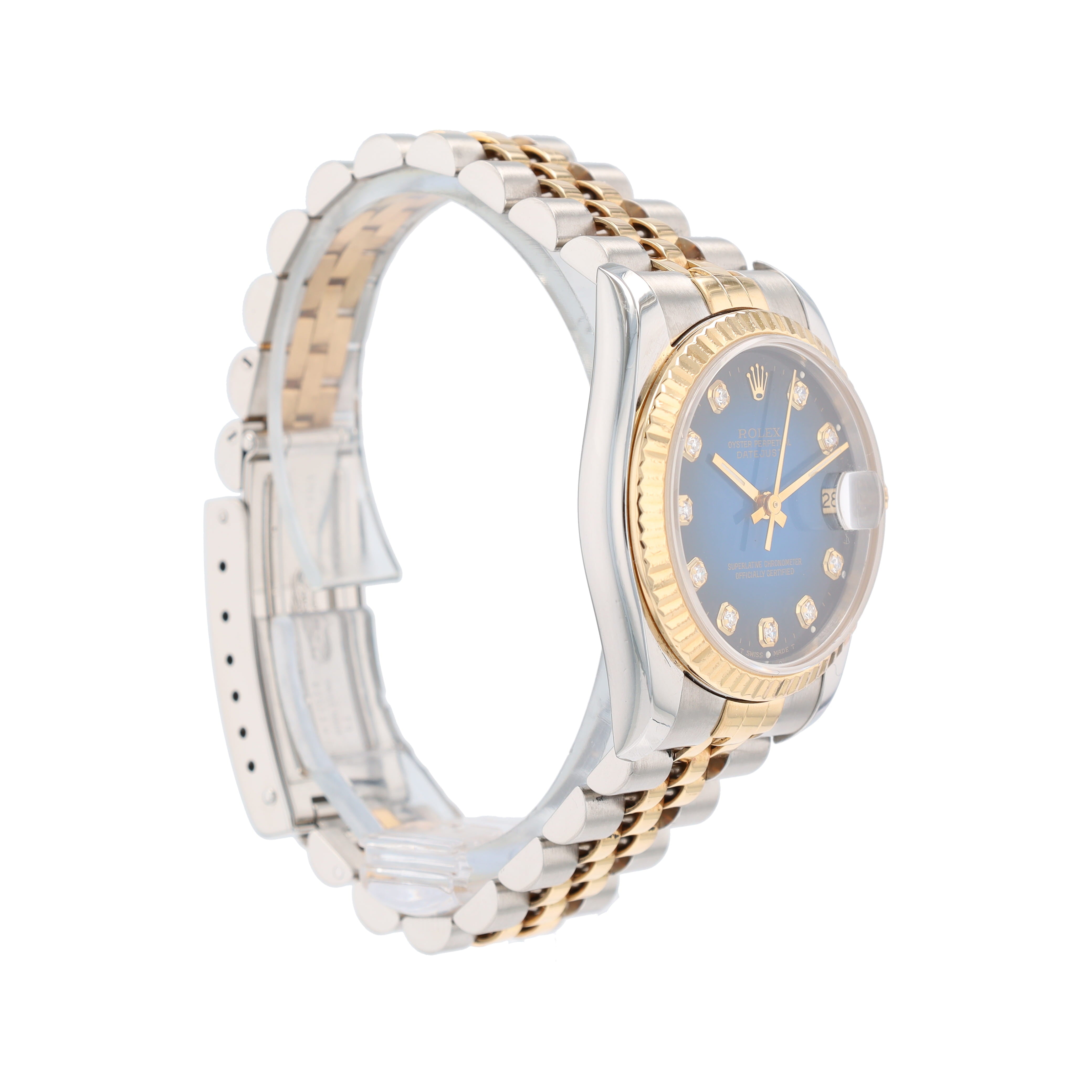 Rolex Datejust 68273 31mm Blue Vignette Diamond(N.S.) Dial Fluted Bezel Jubilee Band