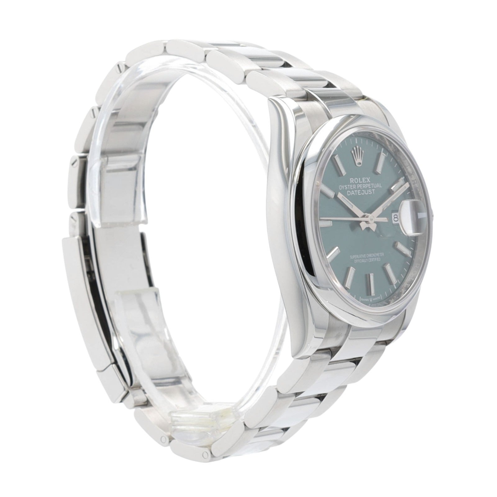 Rolex Mens Datejust 126200 Green Index Dial Smooth Bezel Oyster Band 36mm Watch - Luxuriant Concierge