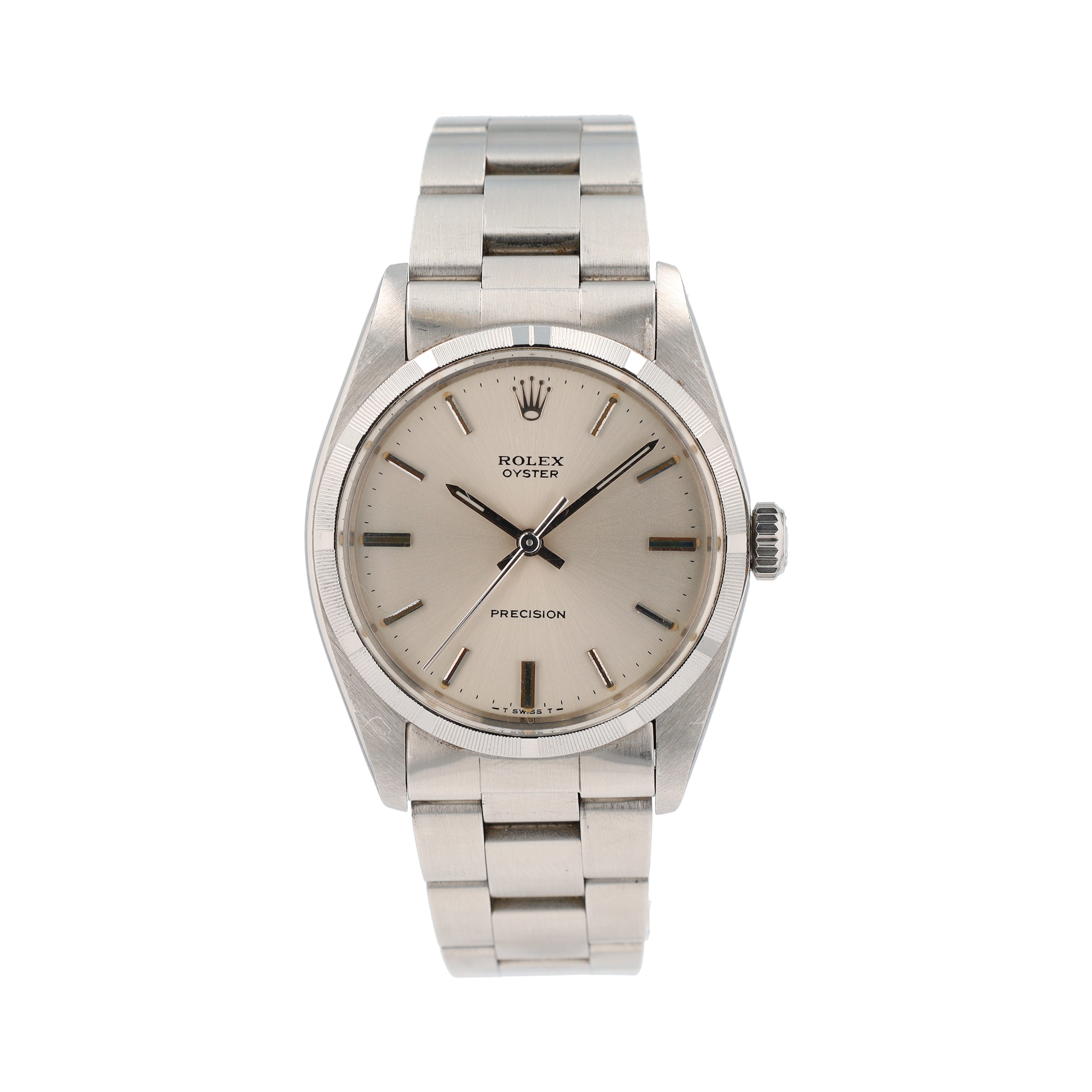 B&P Rolex Oyster (Manual Wind) 6427 34mm Silver Index Dial Smooth Bezel Oyster Band - Luxuriant Concierge