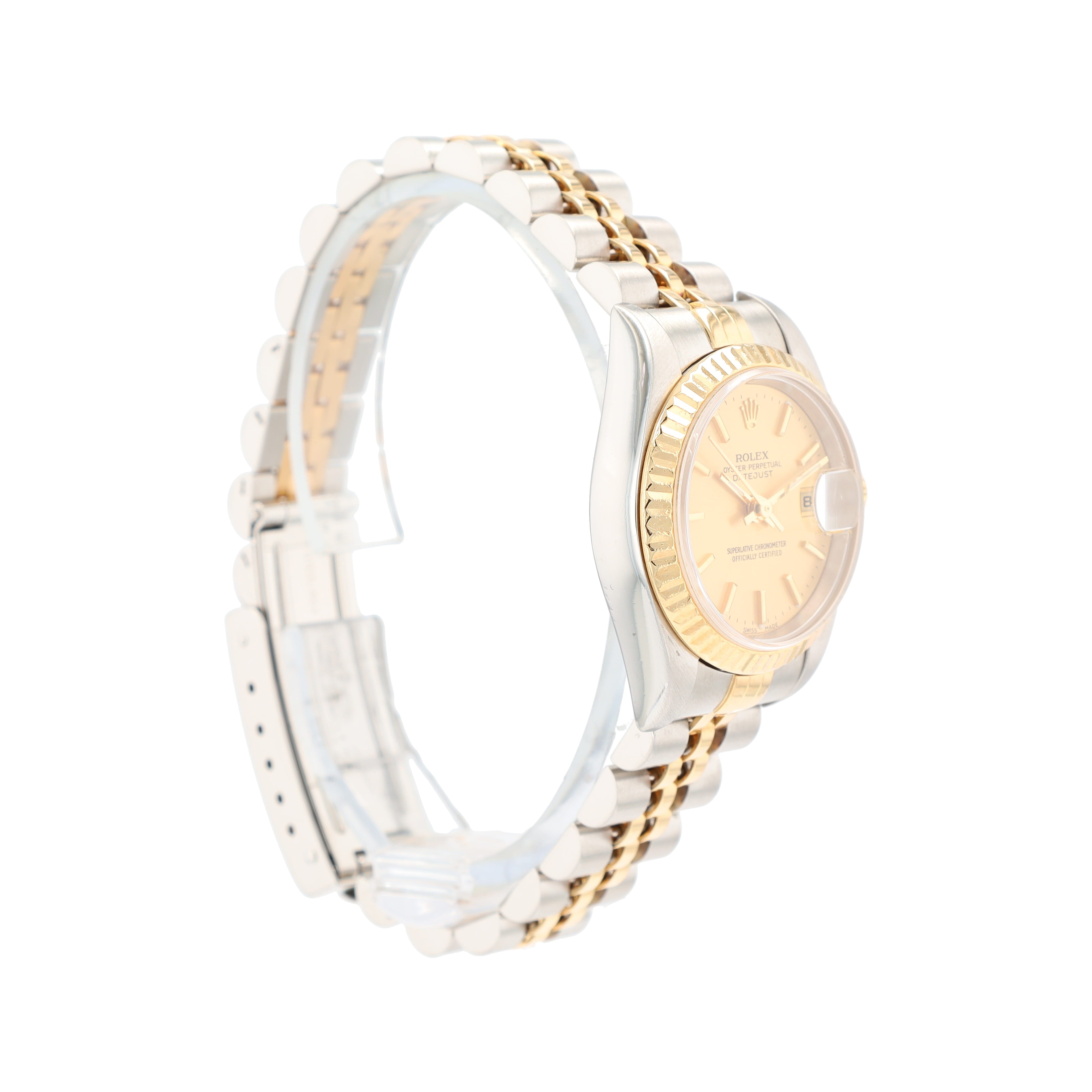 B&P Rolex Datejust 79173 26mm Champagne Index Dial Fluted Bezel Jubilee Band - Luxuriant Concierge