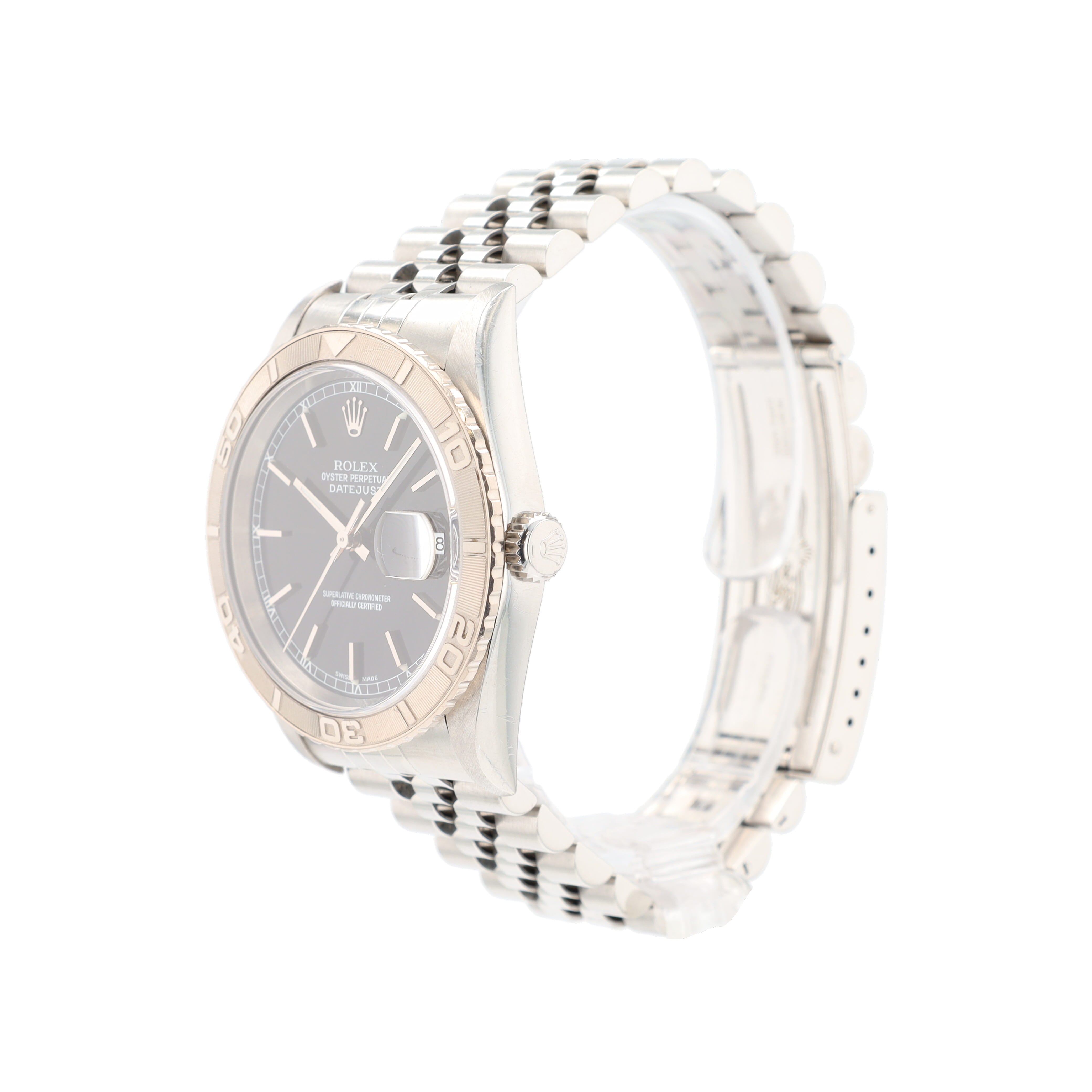 Rolex Datejust 16264 36mm Black Index Dial Turn-O-Graph Bezel Jubilee Band