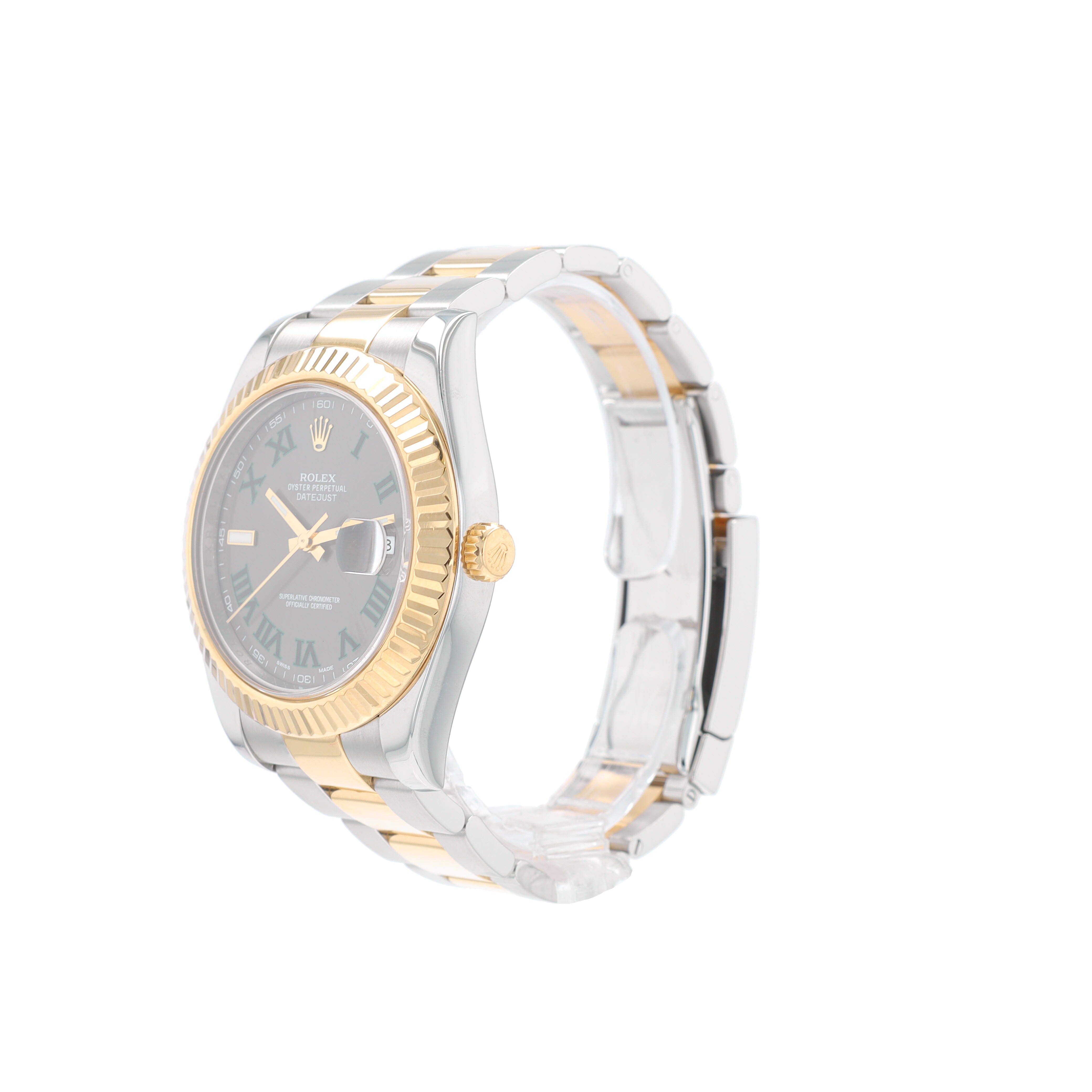 Rolex Datejust II 116333 41mm Grey Wimbledon Index & Roman Dial Fluted Bezel Oyster Band - Luxuriant Concierge