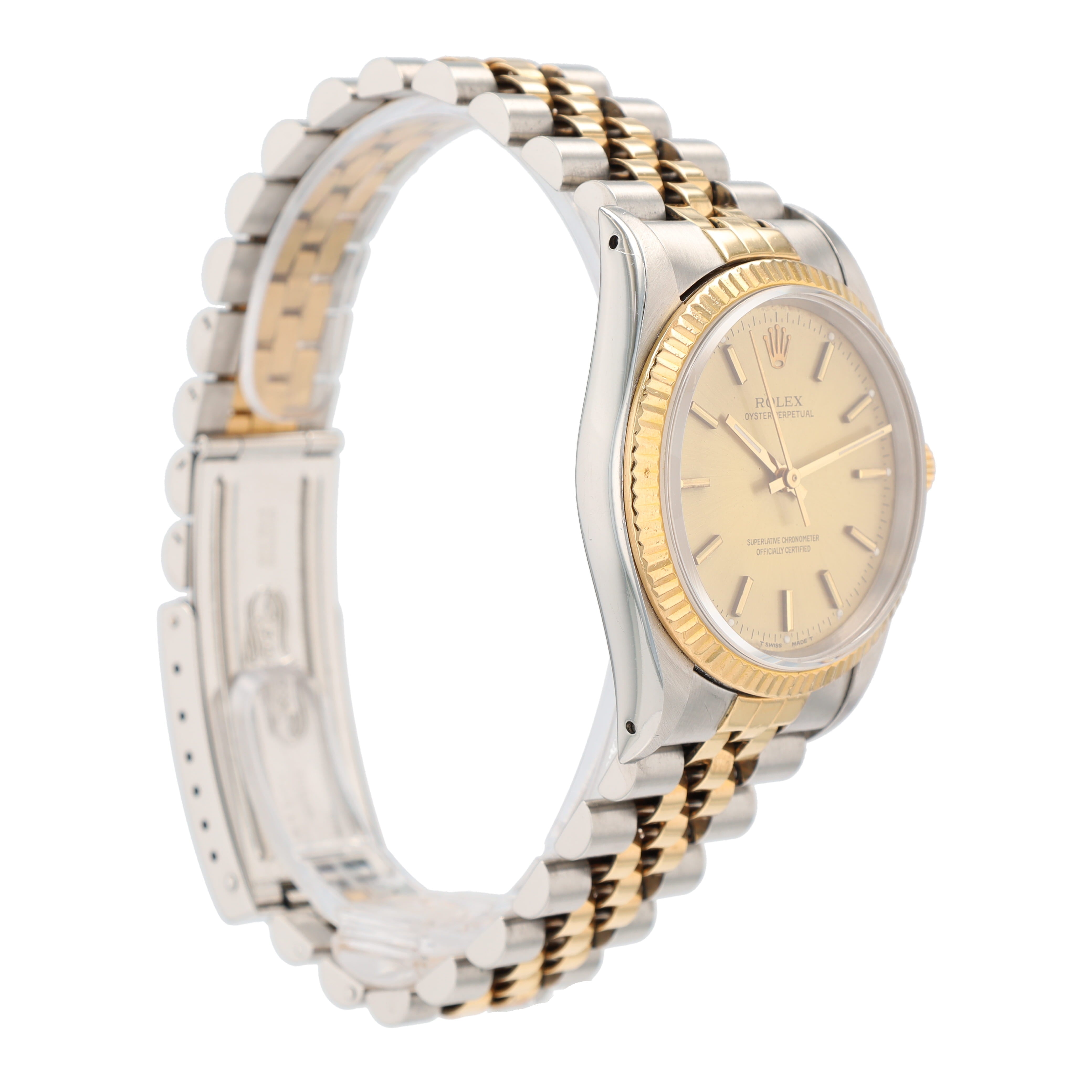 Rolex Oyster Perpetual 14233 36mm Champagne Index Dial Bezel Jubilee Band
